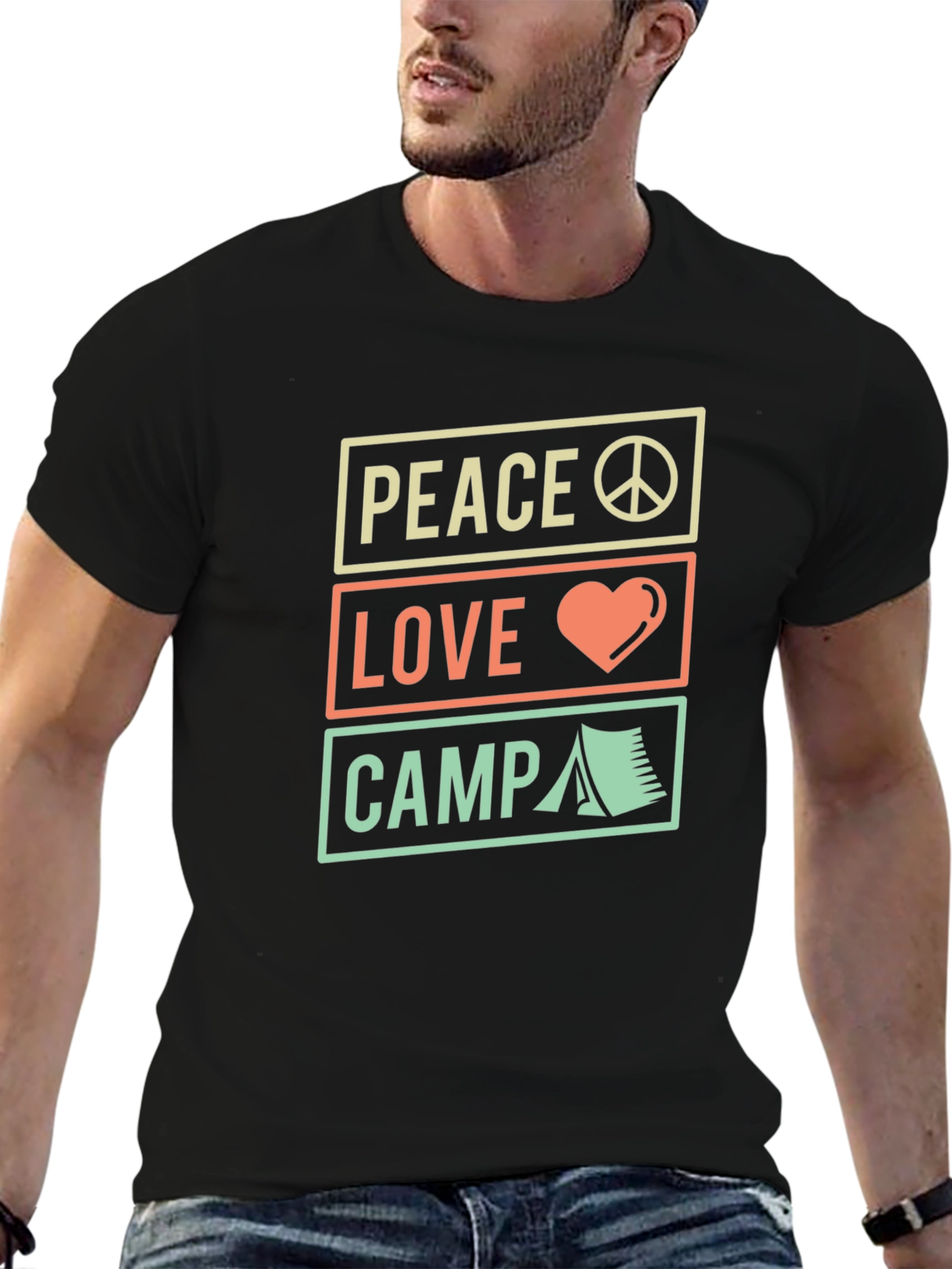 Peace Love Camp Graphic Tee - Black Casual Shirt