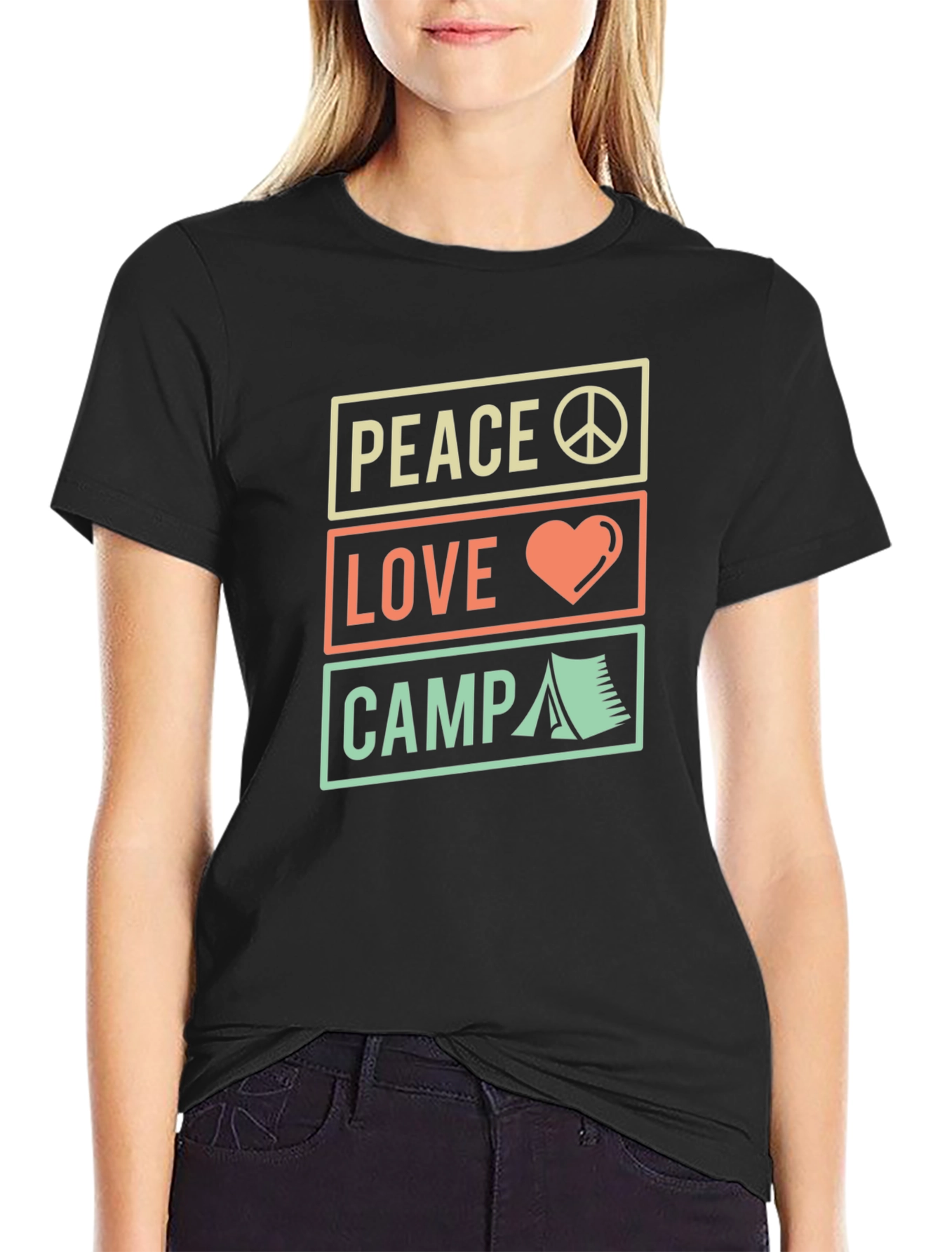 Peace Love Camp Graphic Tee - Black Casual Shirt