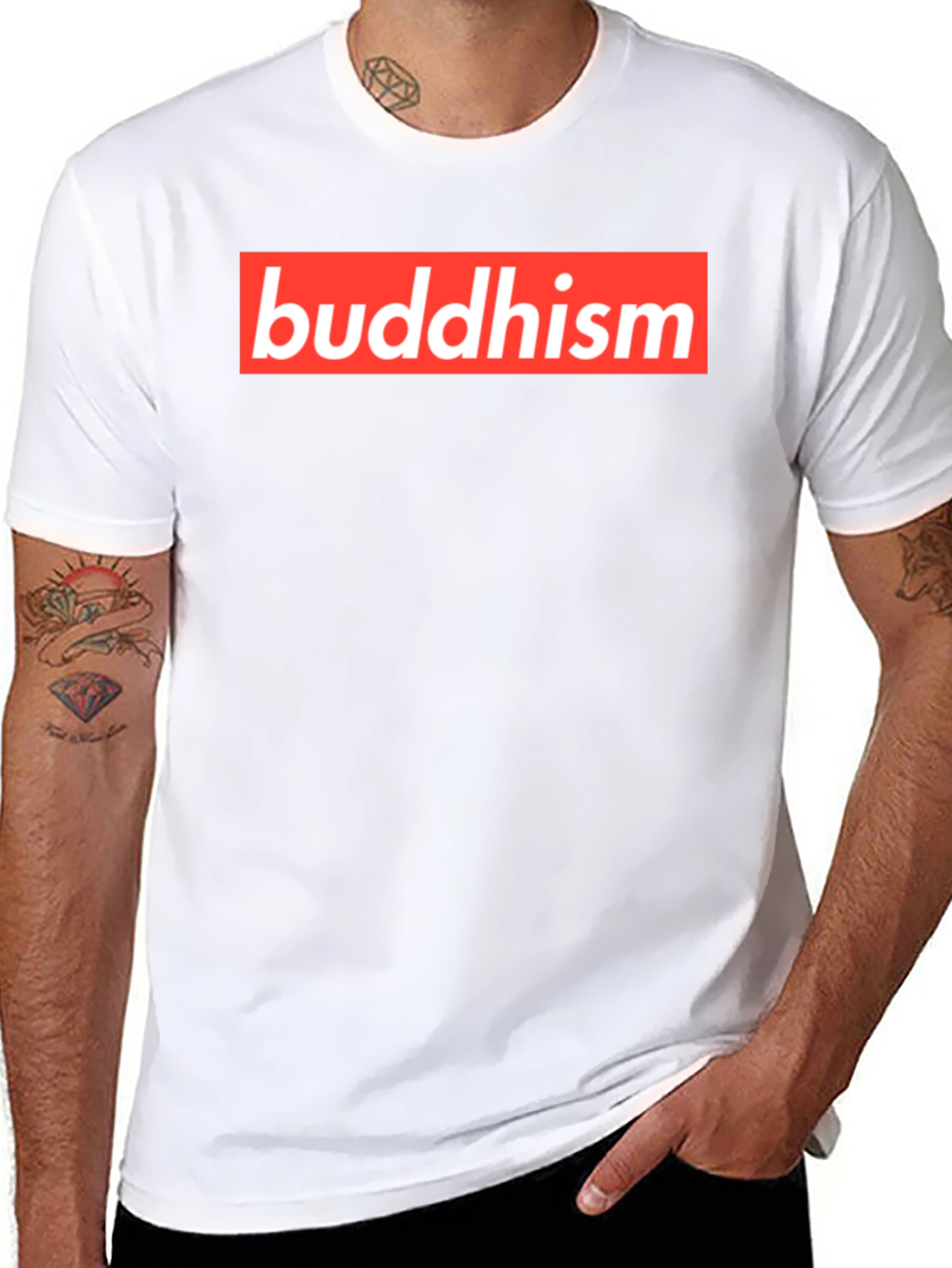 Buddhism Red Box Logo Black T-Shirt