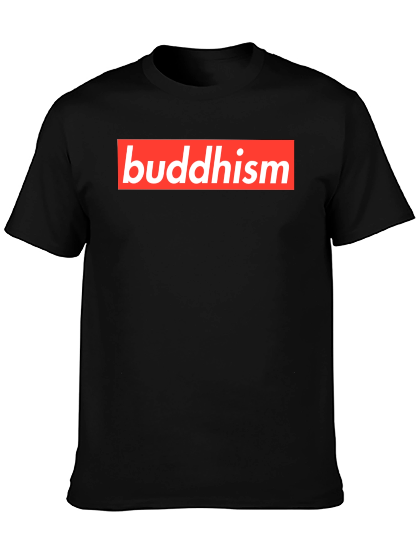 Buddhism Red Box Logo Black T-Shirt