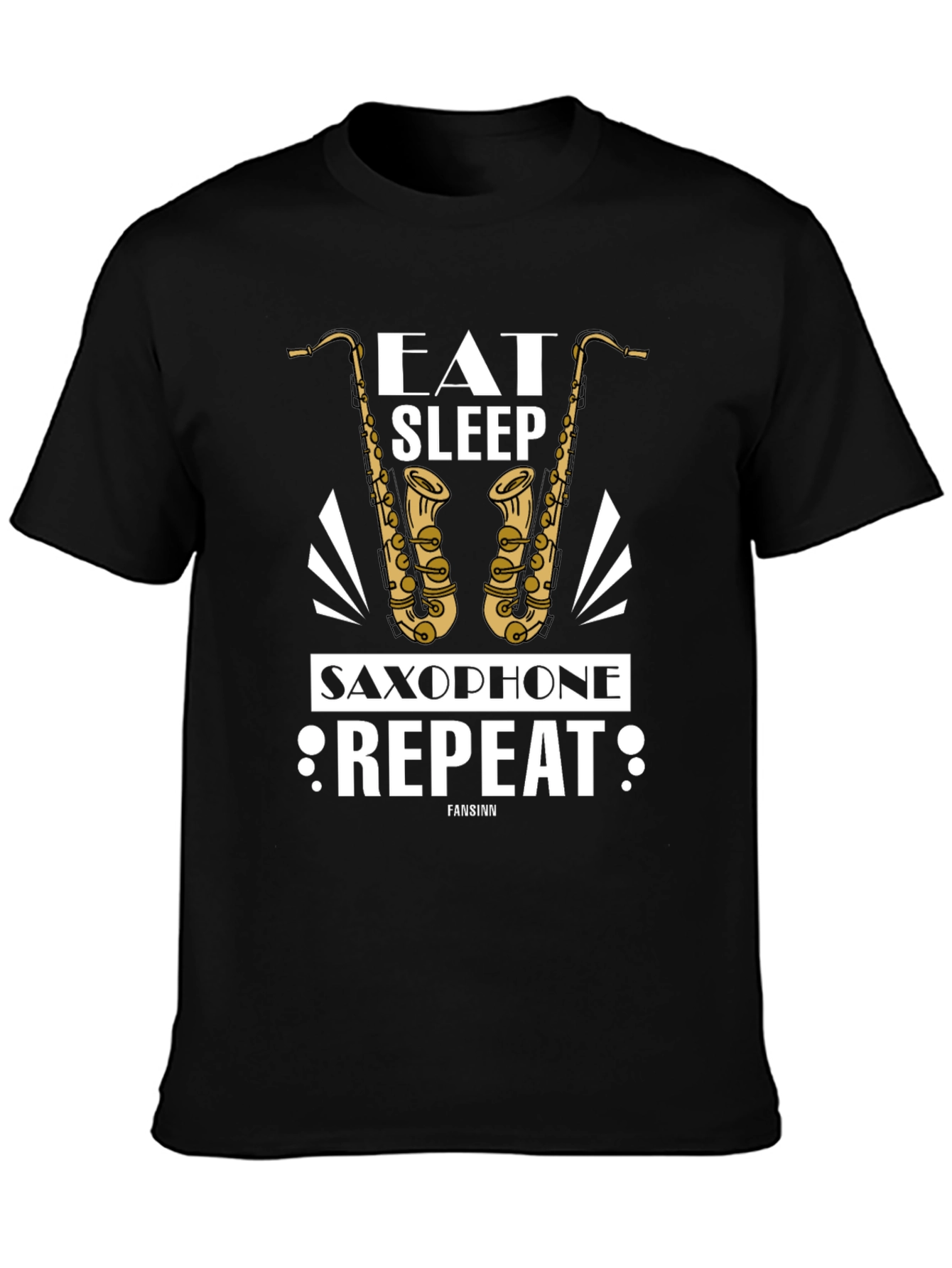 Eat Sleep Saxophone Repeat Black Graphic Tee