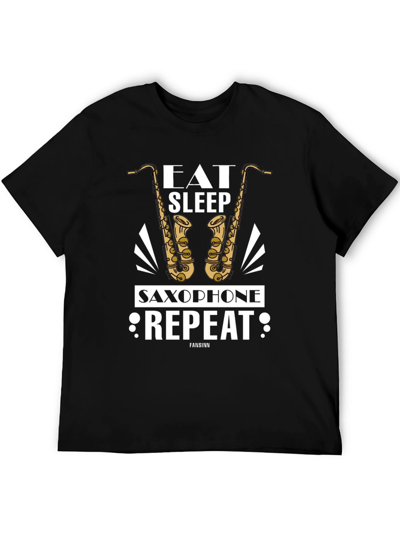 Eat Sleep Saxophone Repeat Black Graphic Tee