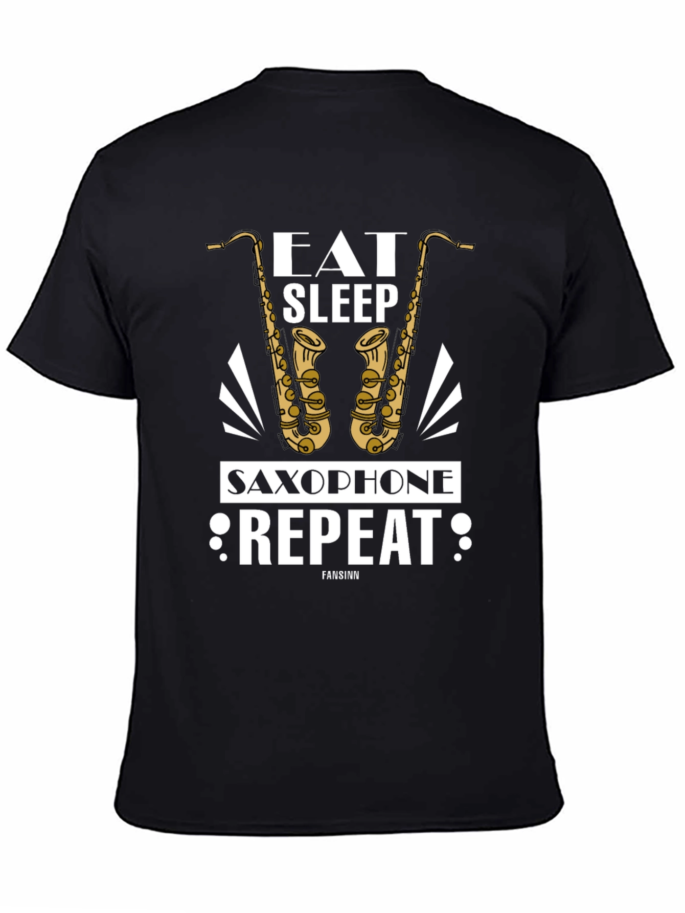 Eat Sleep Saxophone Repeat Black Graphic Tee