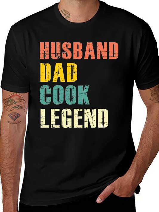 Husband Dad Cook Legend Graphic Tee - Mens Black T-Shirt