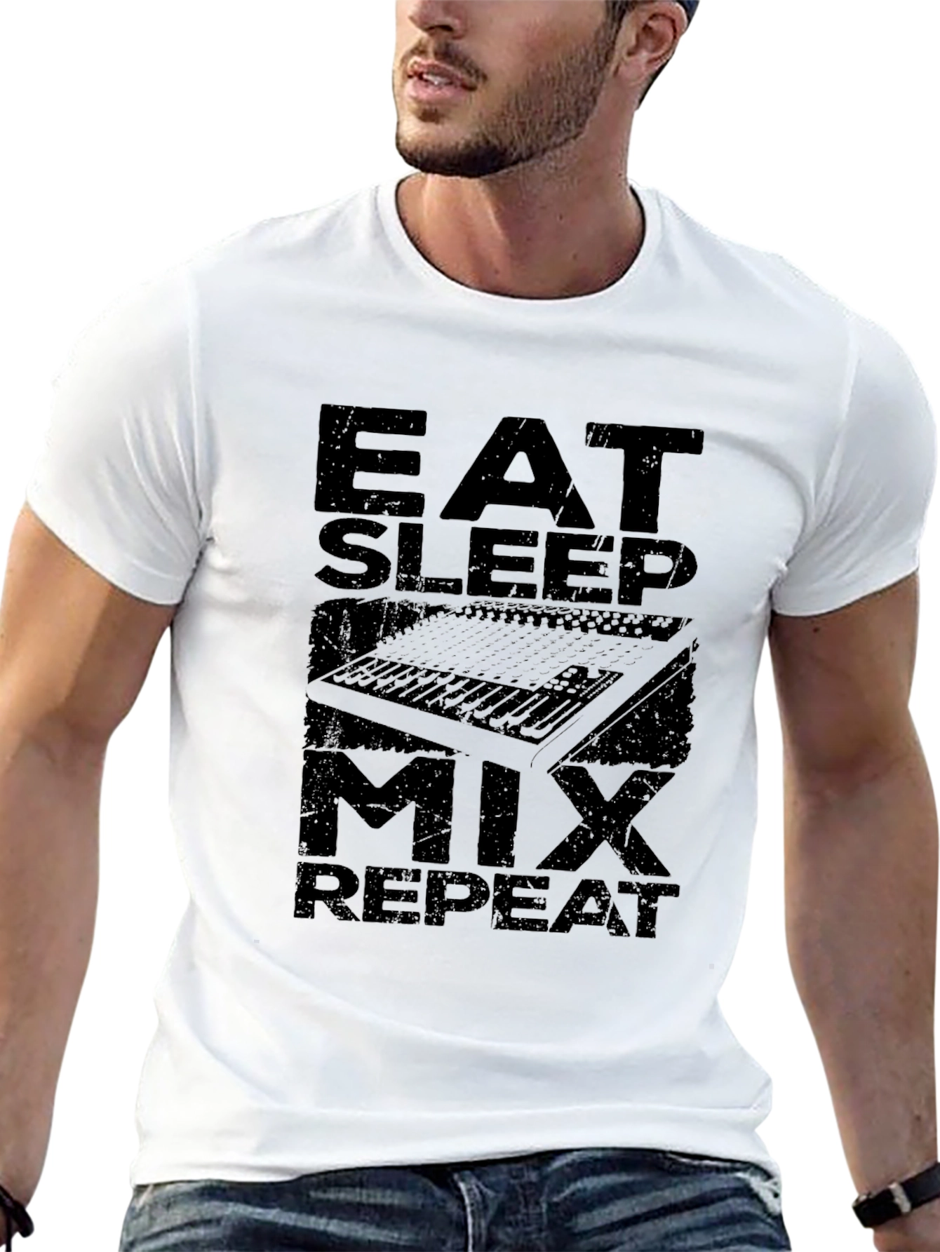 Eat Sleep Mix Repeat Graphic Tee - Black
