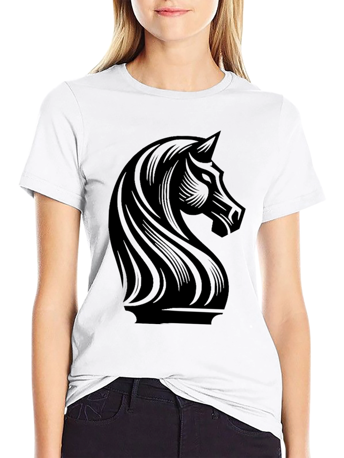 Chess Knight Graphic Tee - Stylish Black T-Shirt