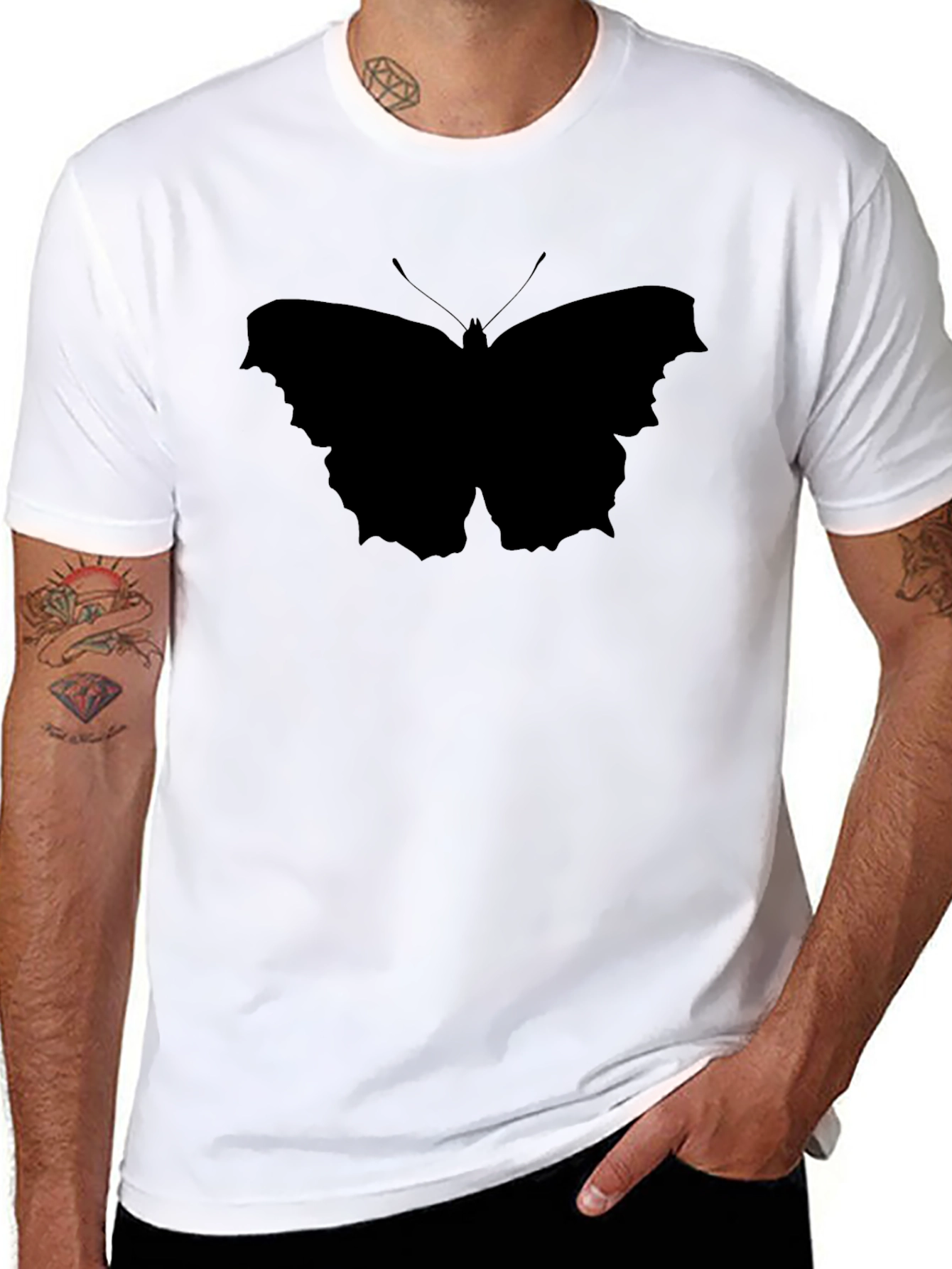 Black Butterfly Graphic Tee - Stylish Mens T-Shirt