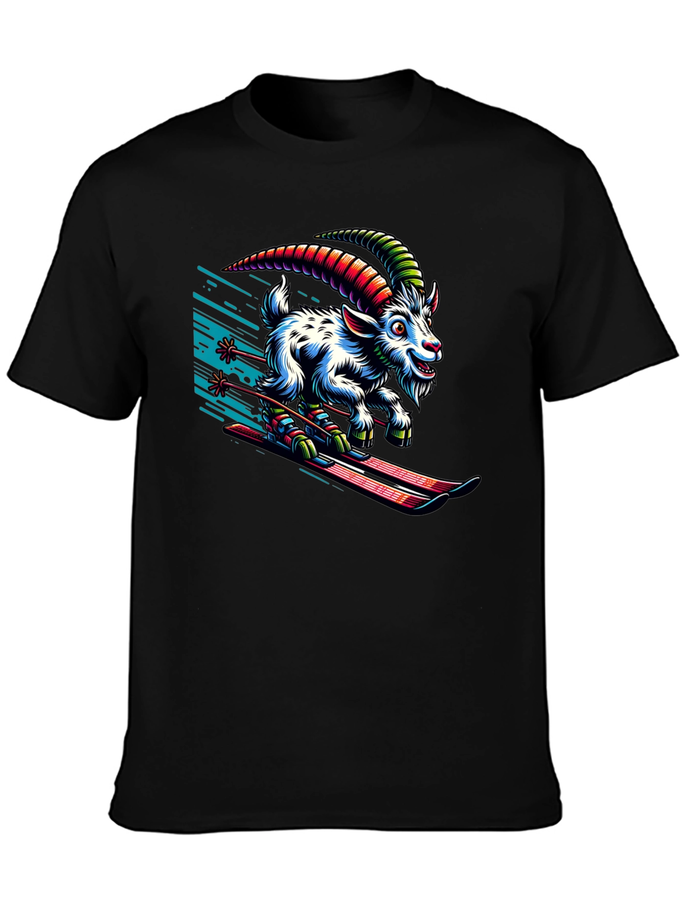 Skiing Goat Graphic Tee - Unique Design