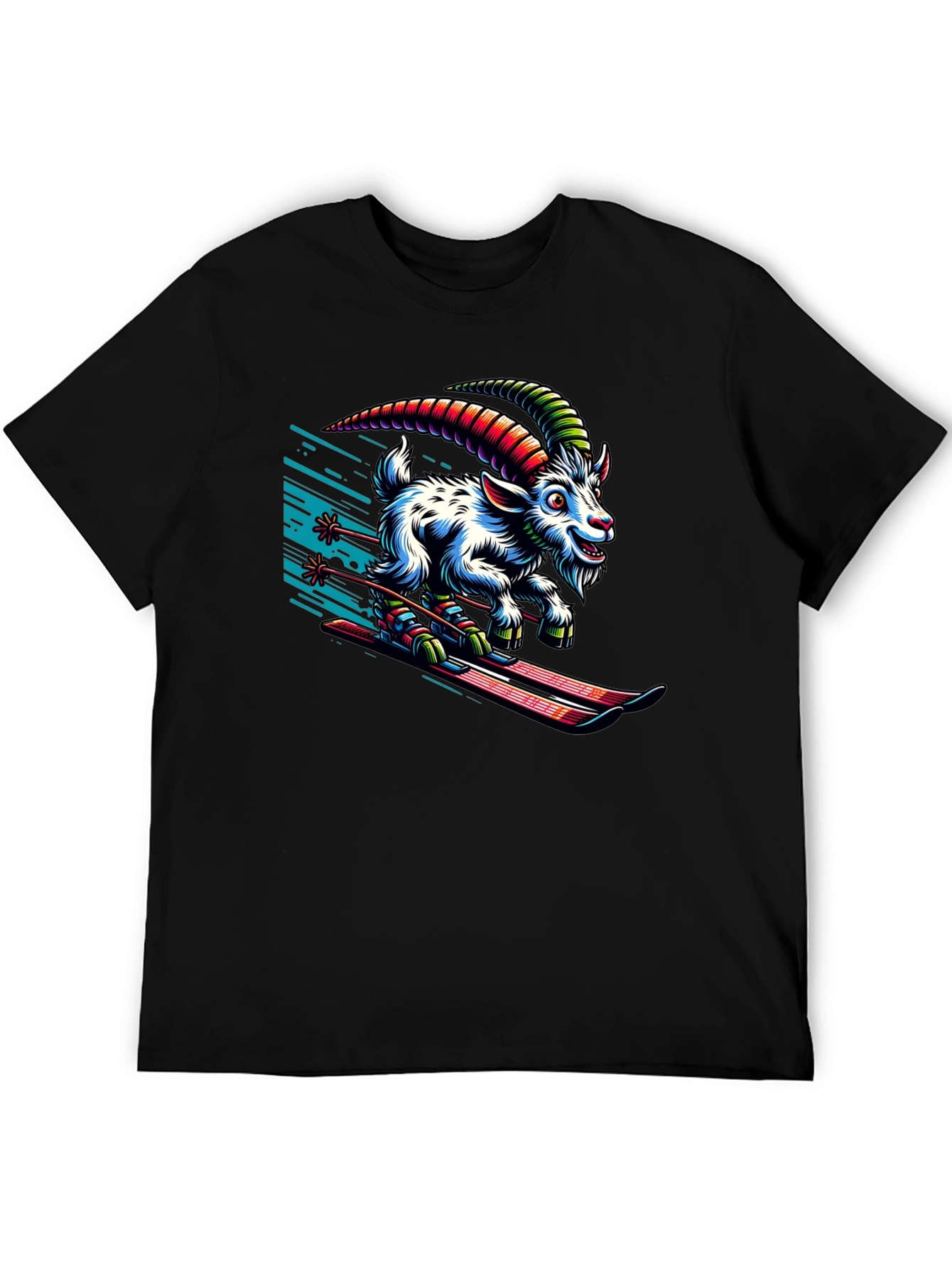 Skiing Goat Graphic Tee - Unique Design