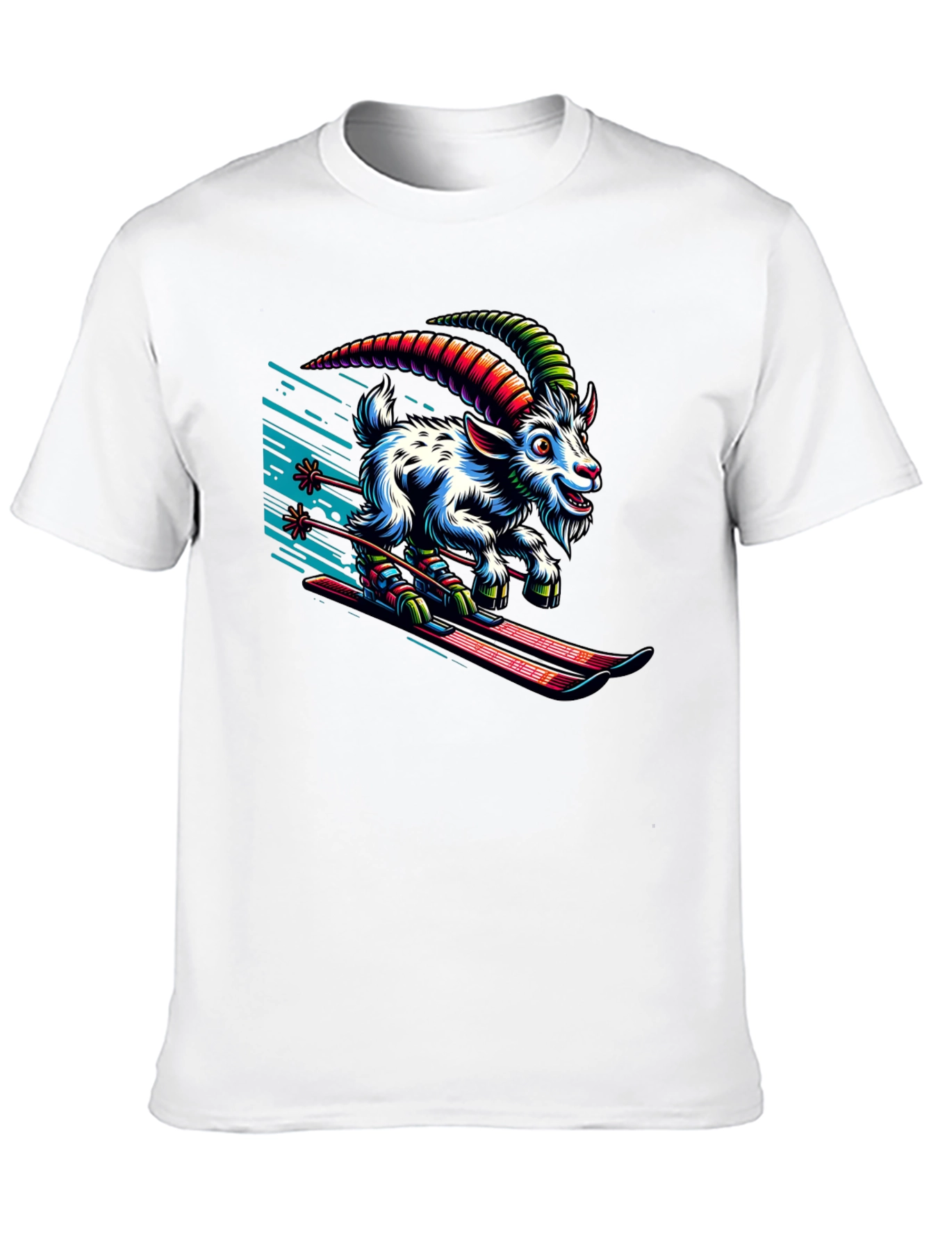 Skiing Goat Graphic Tee - Unique Design