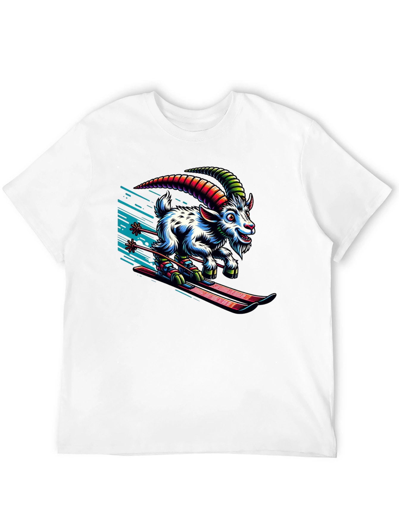 Skiing Goat Graphic Tee - Unique Design