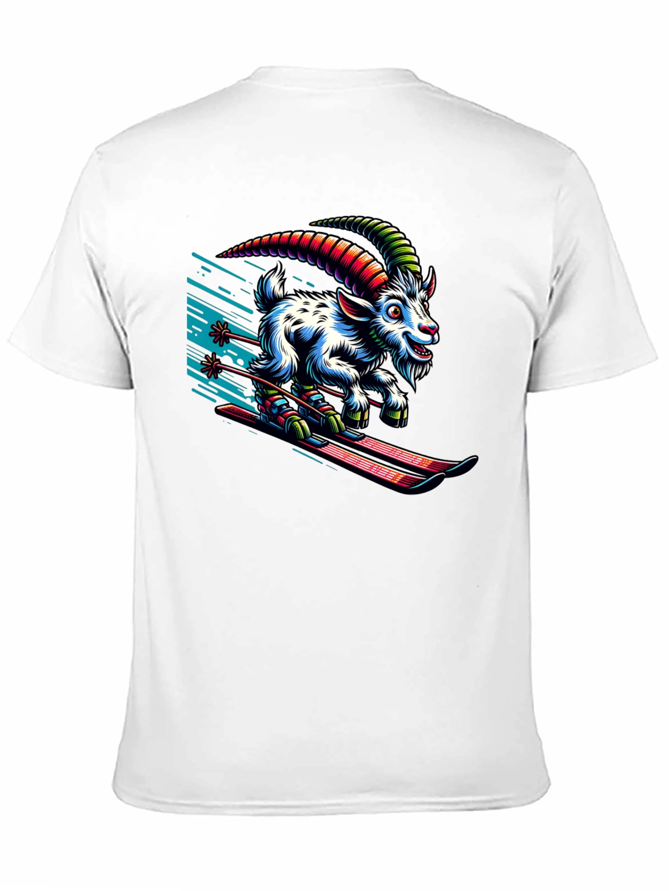 Skiing Goat Graphic Tee - Unique Design