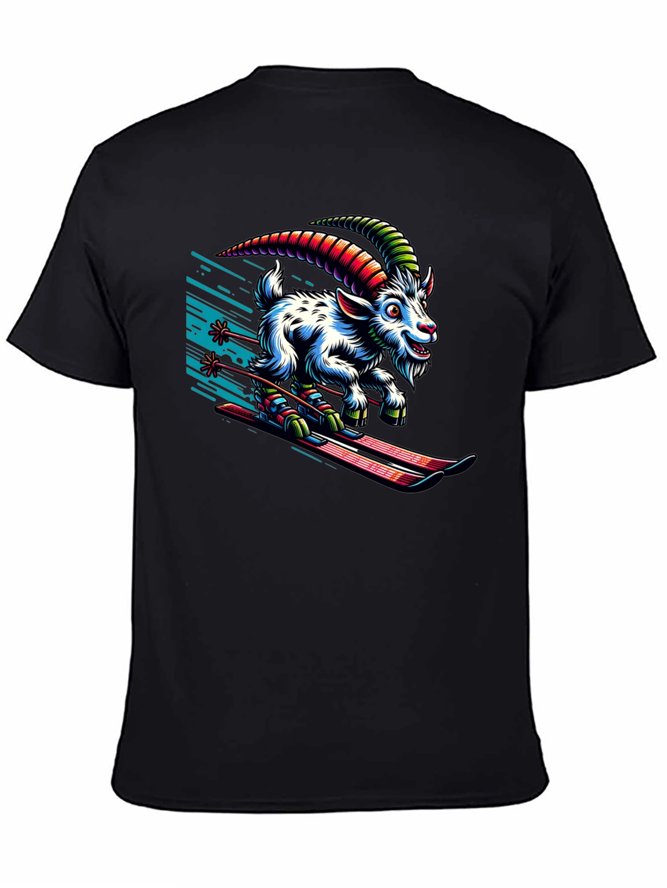 Skiing Goat Graphic Tee - Unique Design