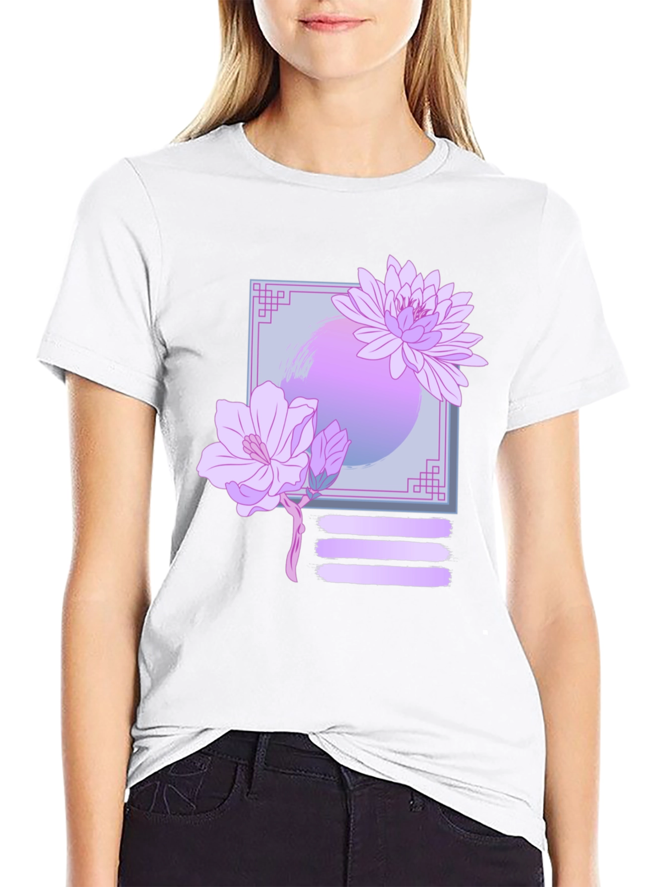 Floral Graphic Print Black T-Shirt