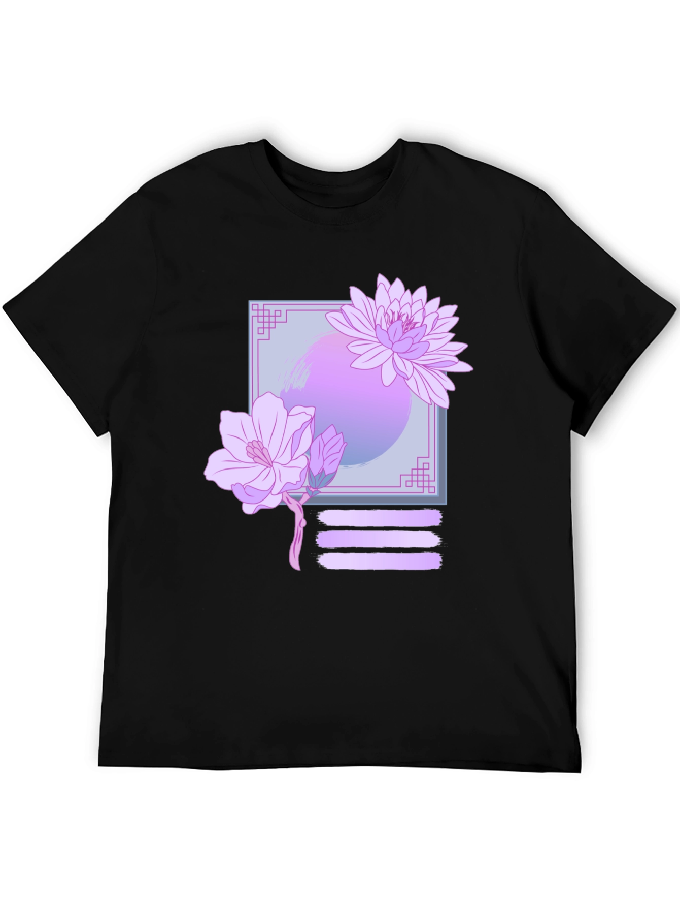 Floral Graphic Print Black T-Shirt