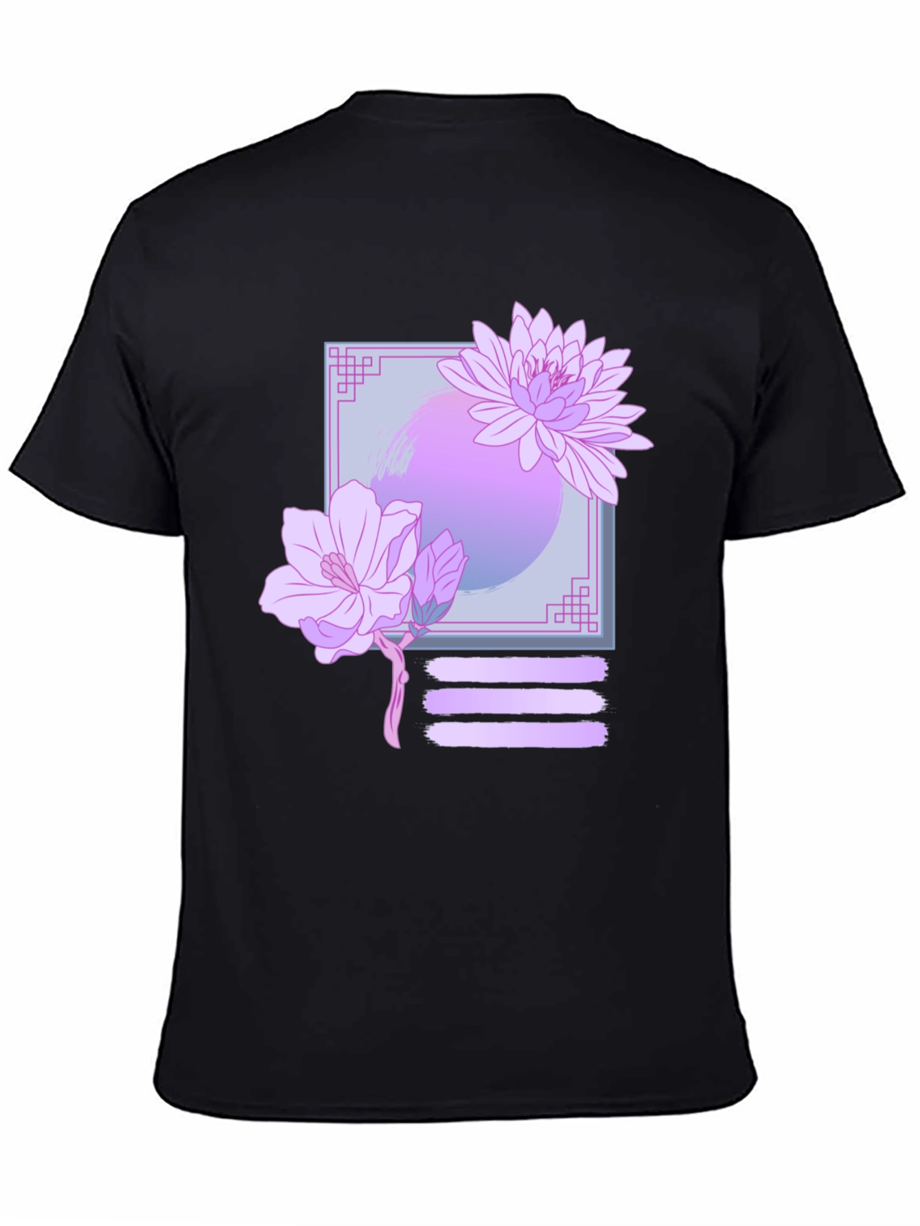 Floral Graphic Print Black T-Shirt