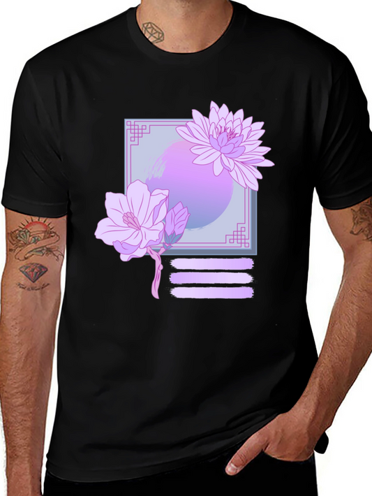 Floral Graphic Print Black T-Shirt