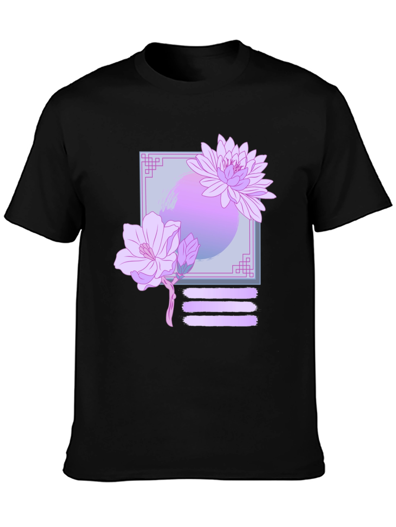 Floral Graphic Print Black T-Shirt