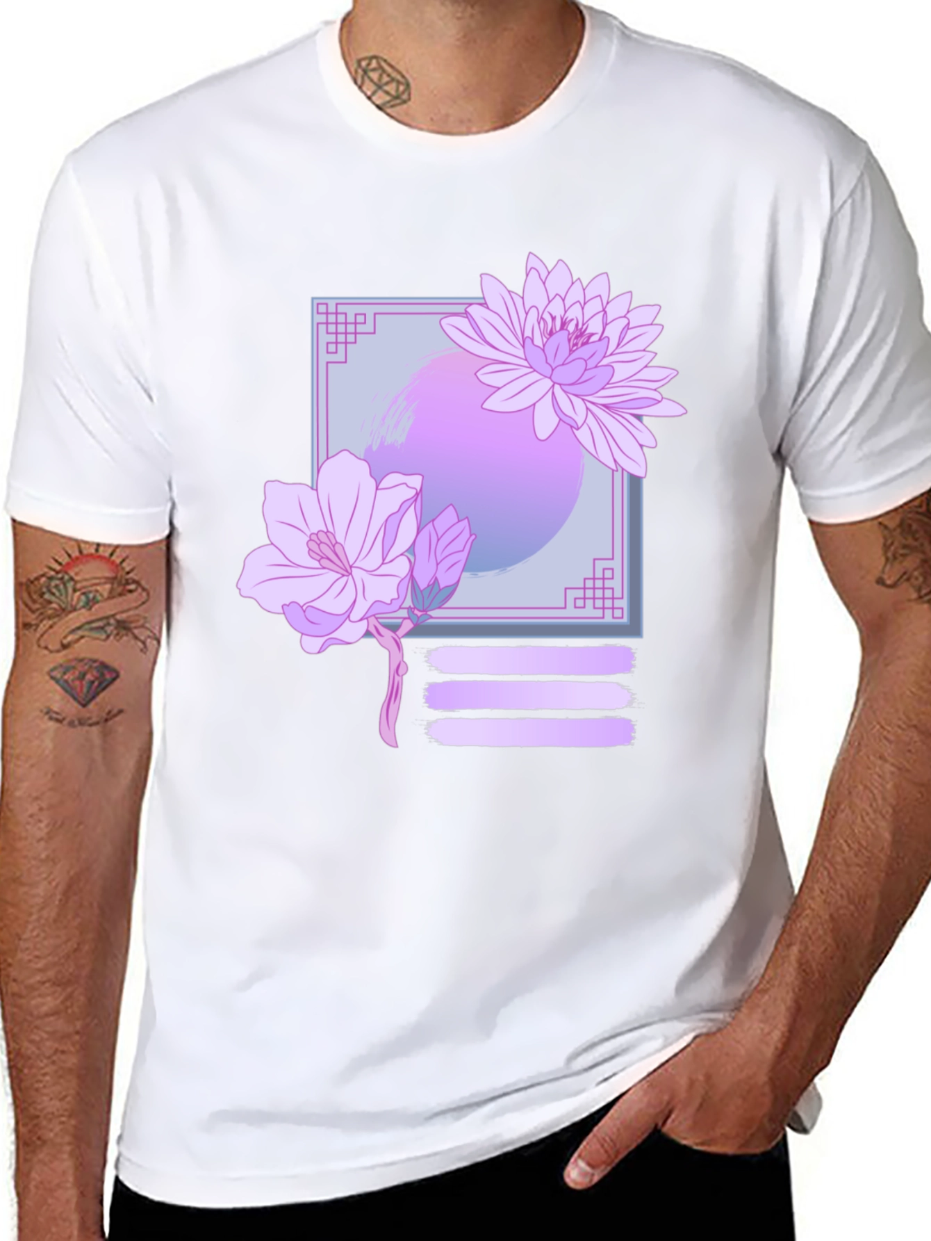 Floral Graphic Print Black T-Shirt