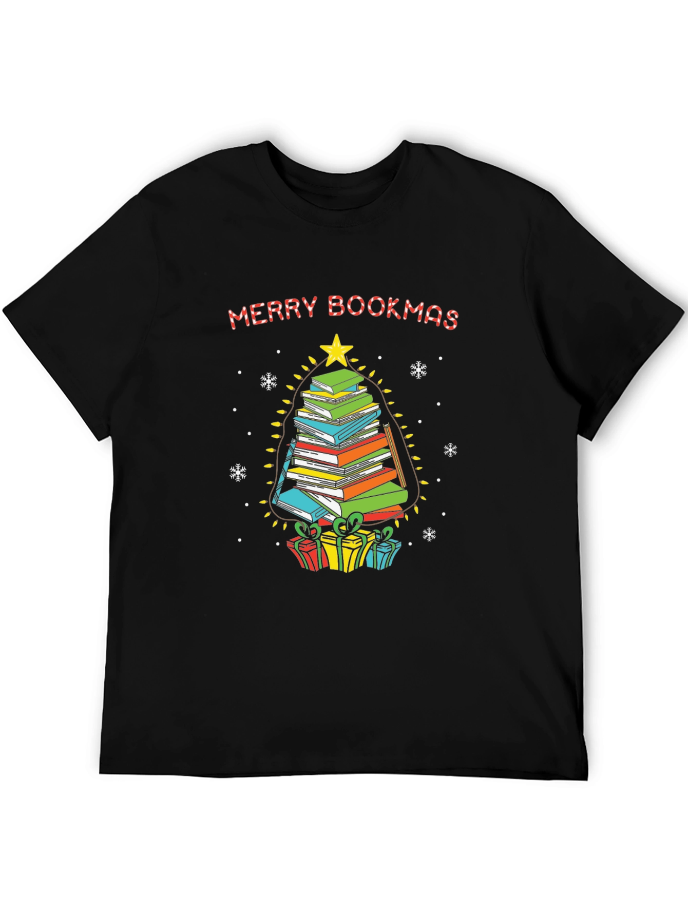 Merry Bookmas T-Shirt - Stacked Book Christmas Tree