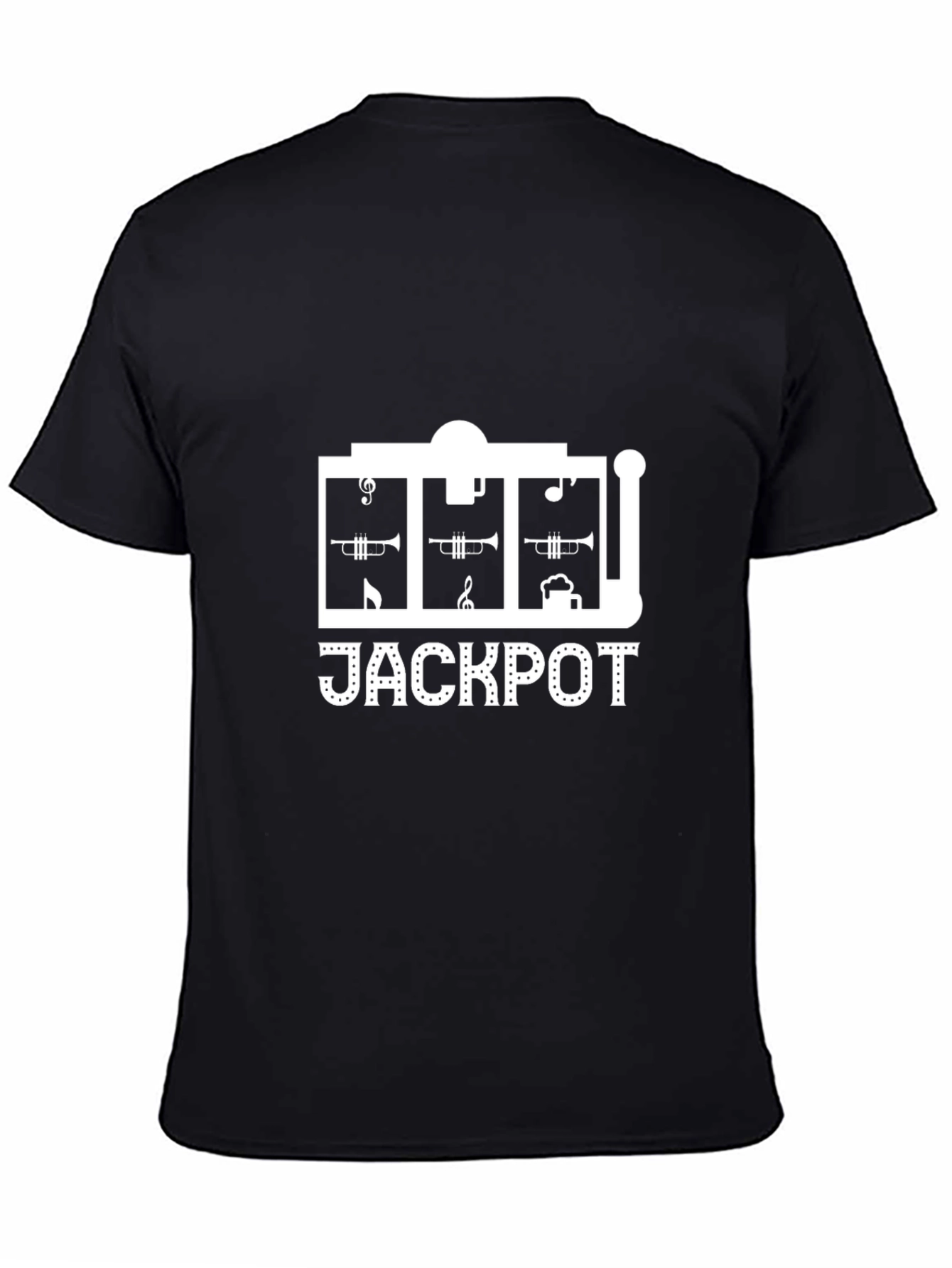 Jackpot Trumpet Slot Machine Black T-Shirt
