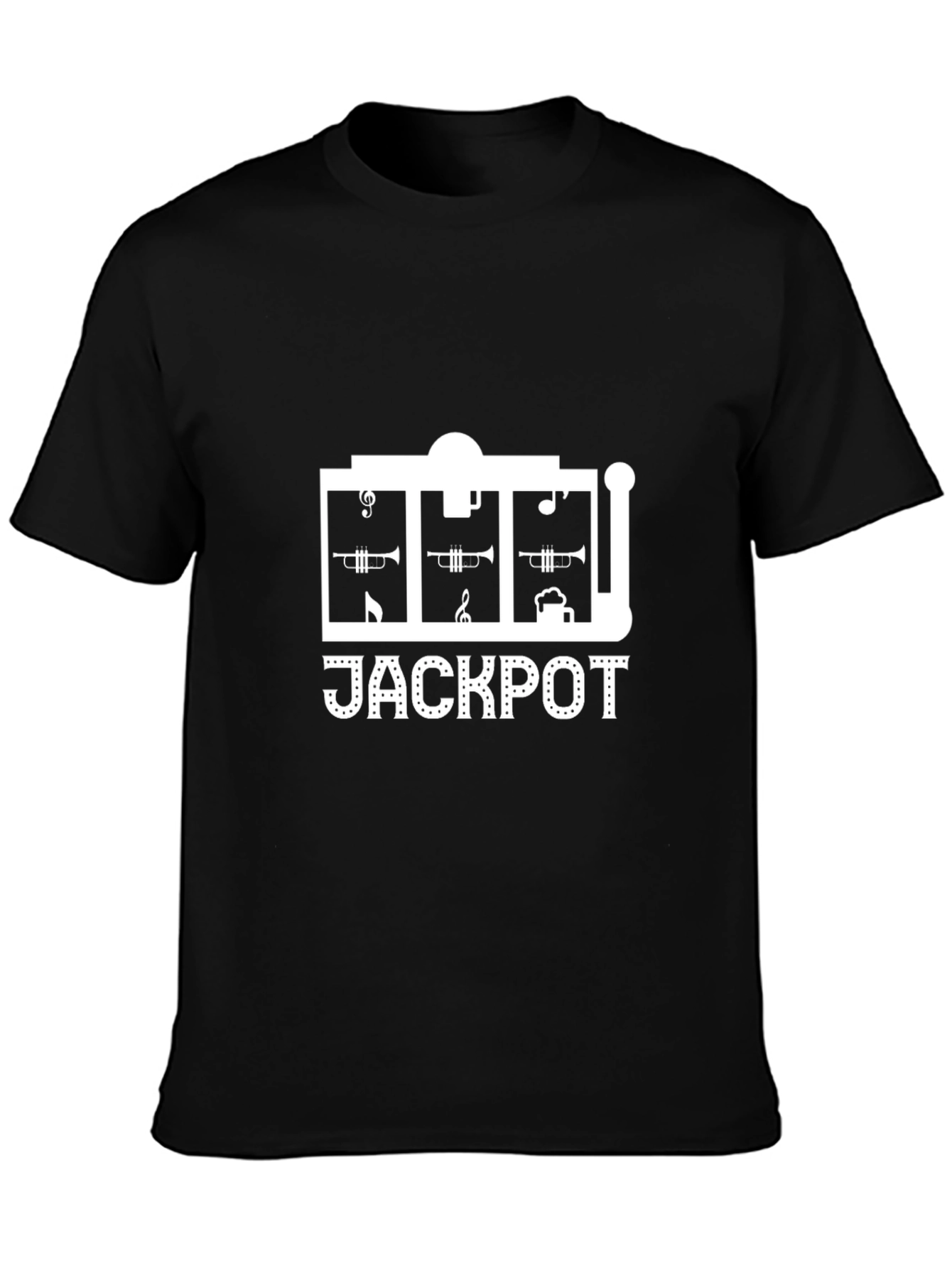 Jackpot Trumpet Slot Machine Black T-Shirt