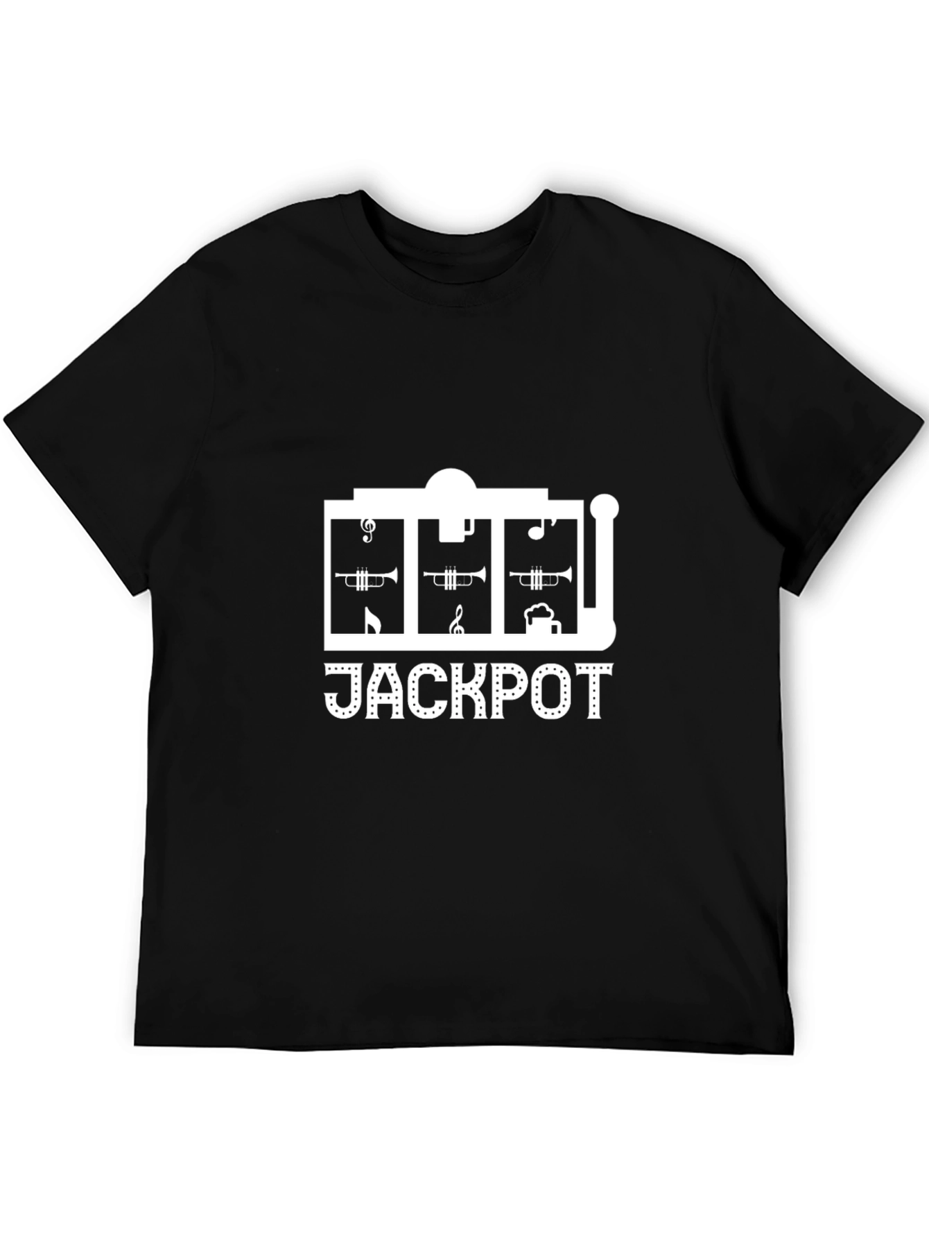 Jackpot Trumpet Slot Machine Black T-Shirt