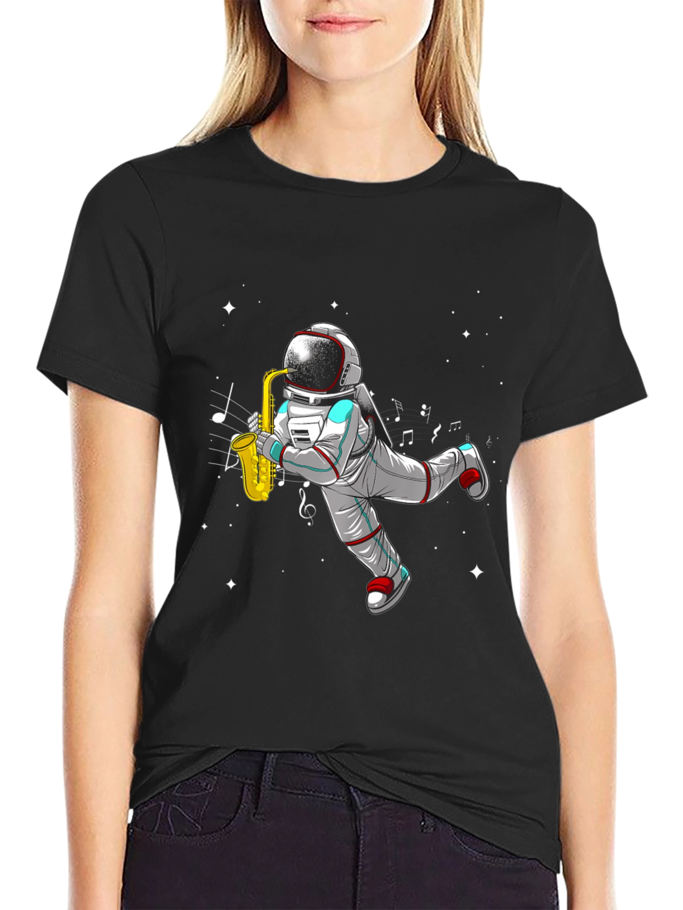 Astronaut Saxophone T-Shirt - Space Musician Tee