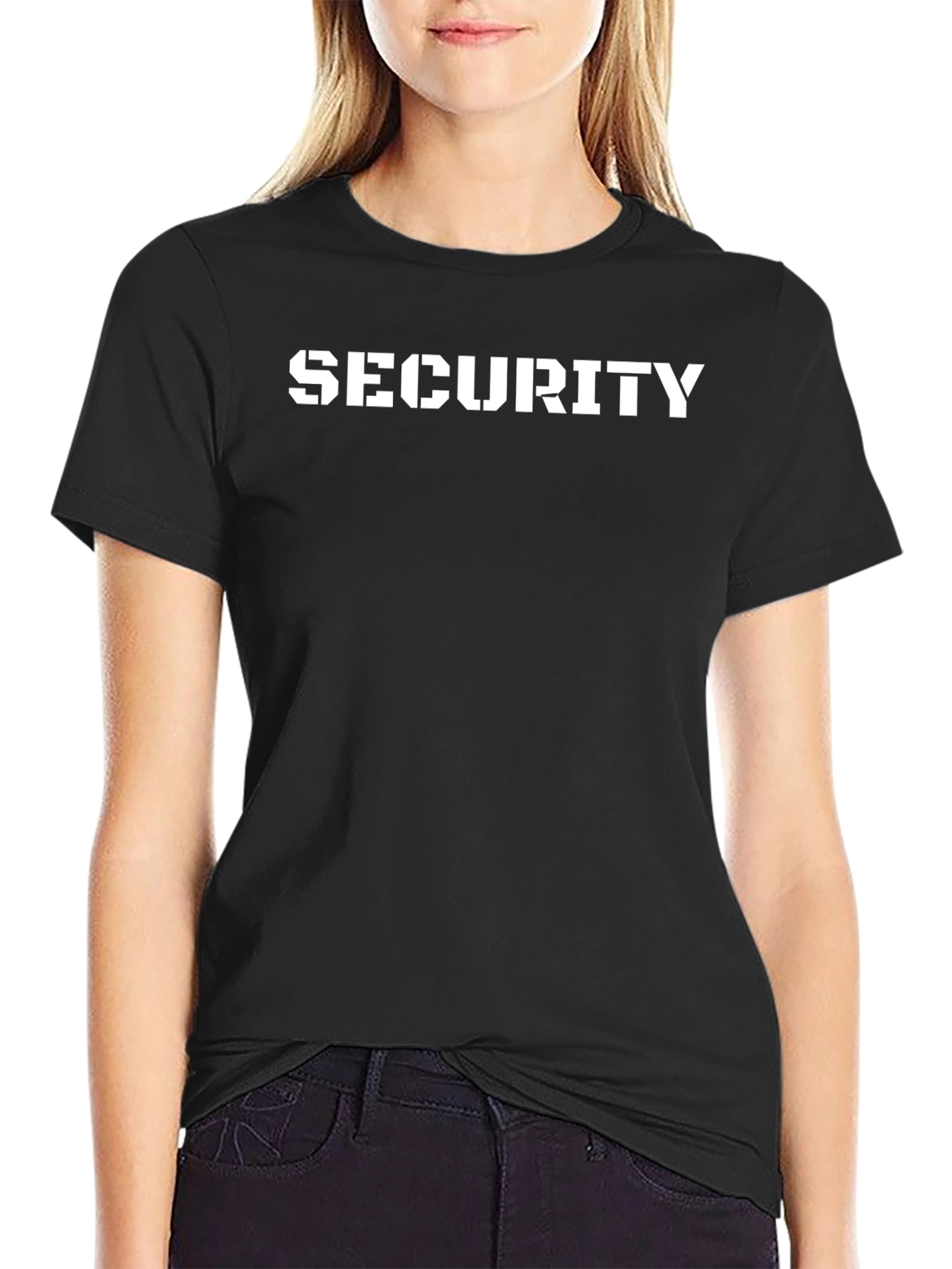 Security T-Shirt - Stencil Font Black Tee