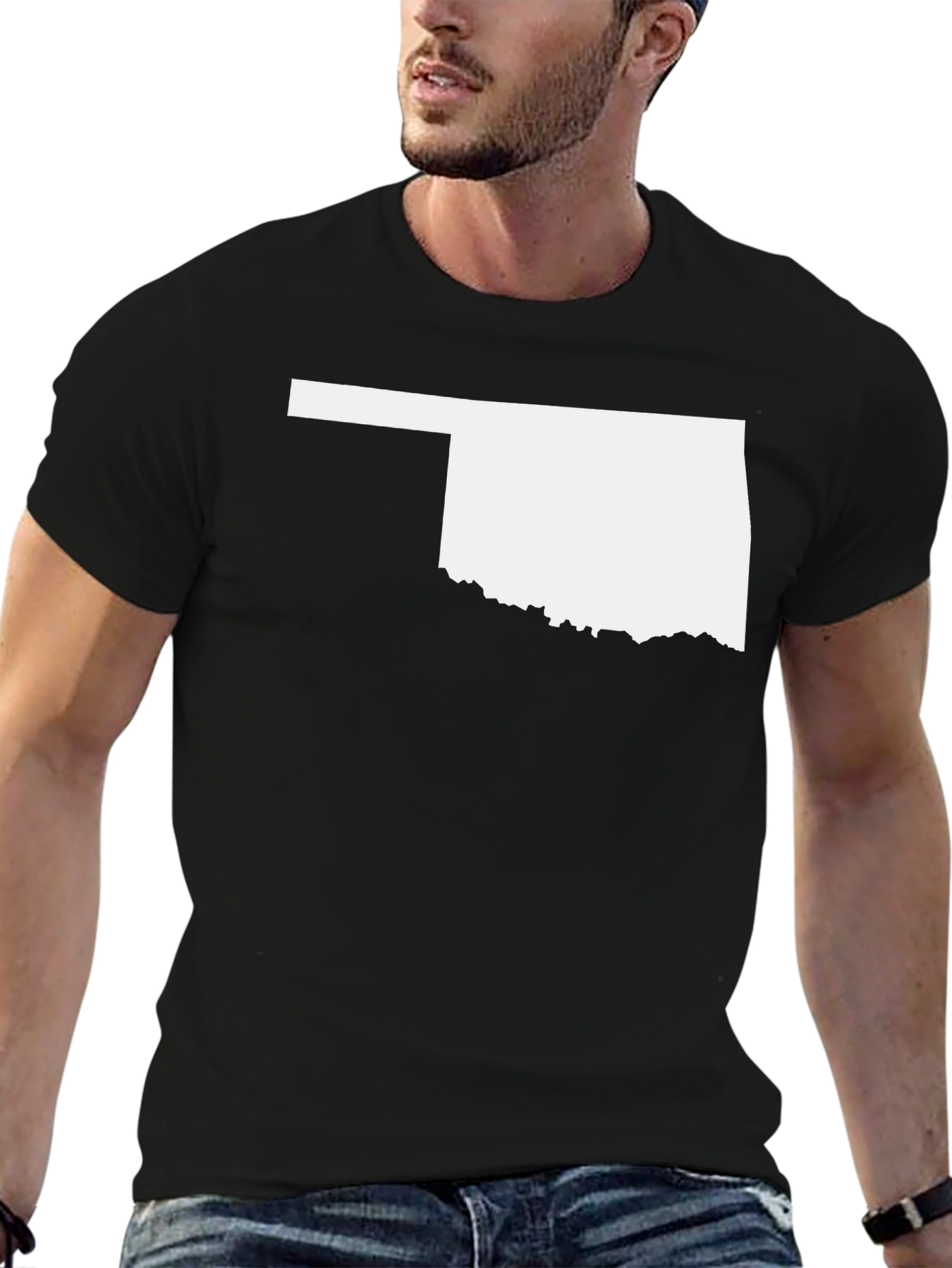 Oklahoma State Outline T-Shirt - Black