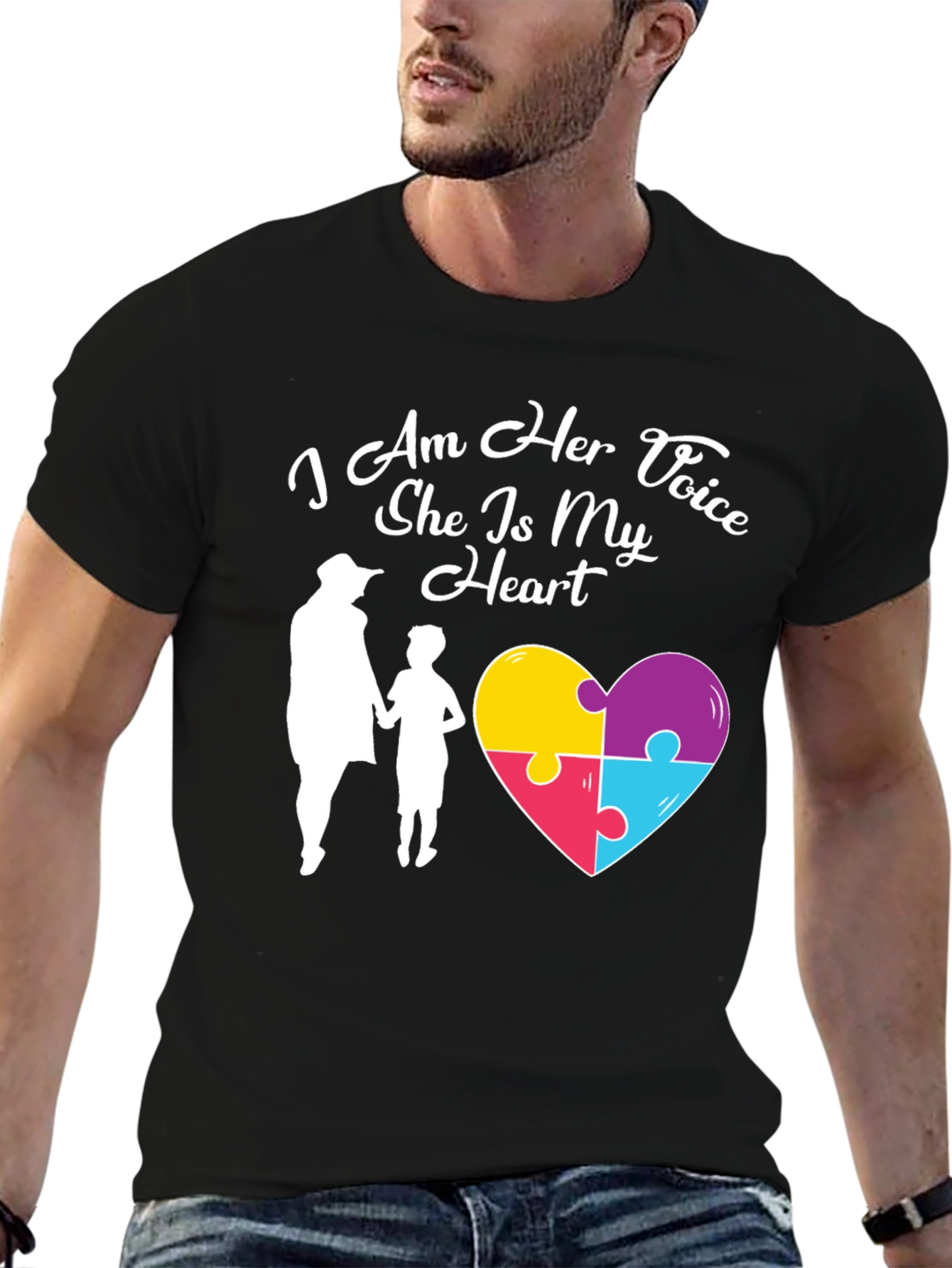 Autism Awareness T-Shirt - I Am Her Voice Heart