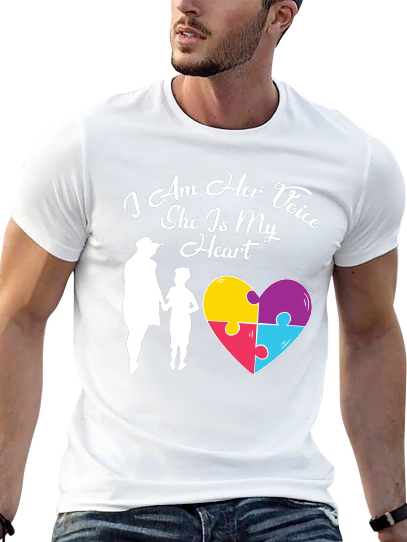 Autism Awareness T-Shirt - I Am Her Voice Heart