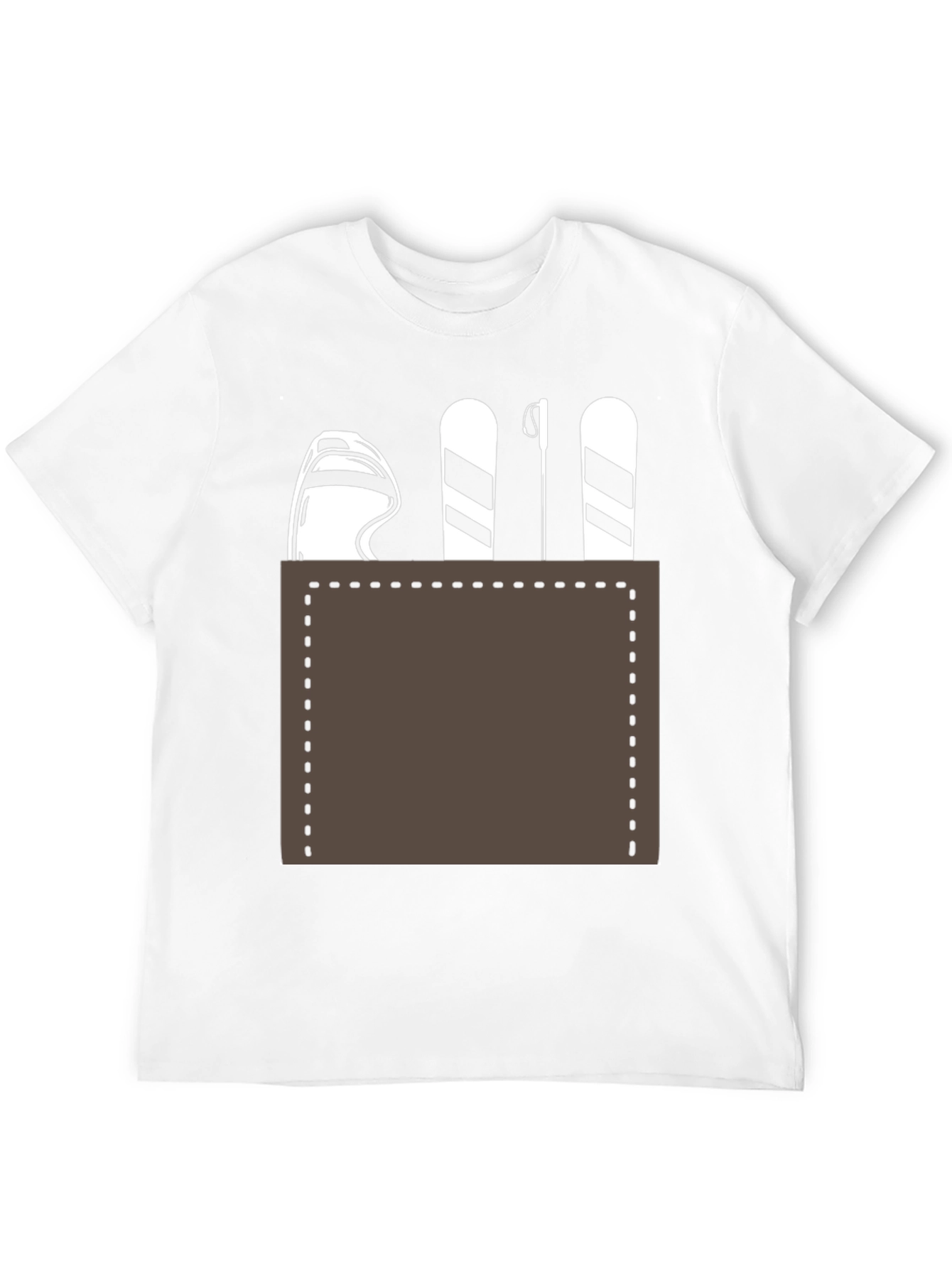 Skiing Pocket Graphic Tee - Black Cotton Blend