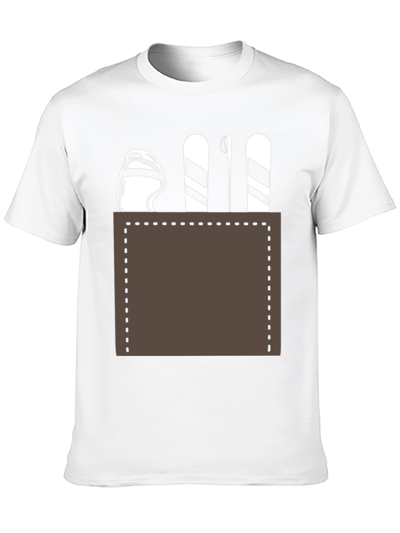 Skiing Pocket Graphic Tee - Black Cotton Blend