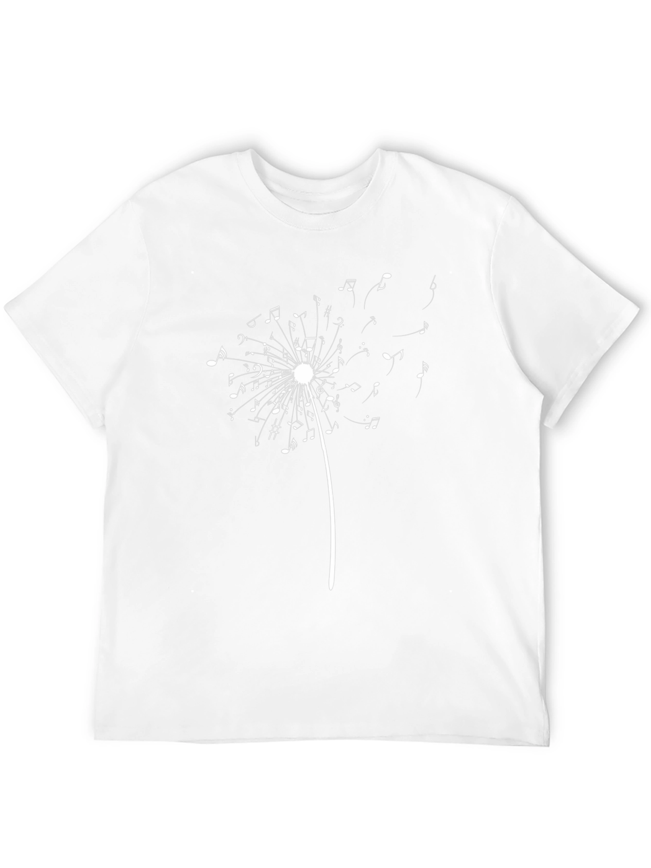 Musical Dandelion Graphic Tee - Black Cotton T-Shirt