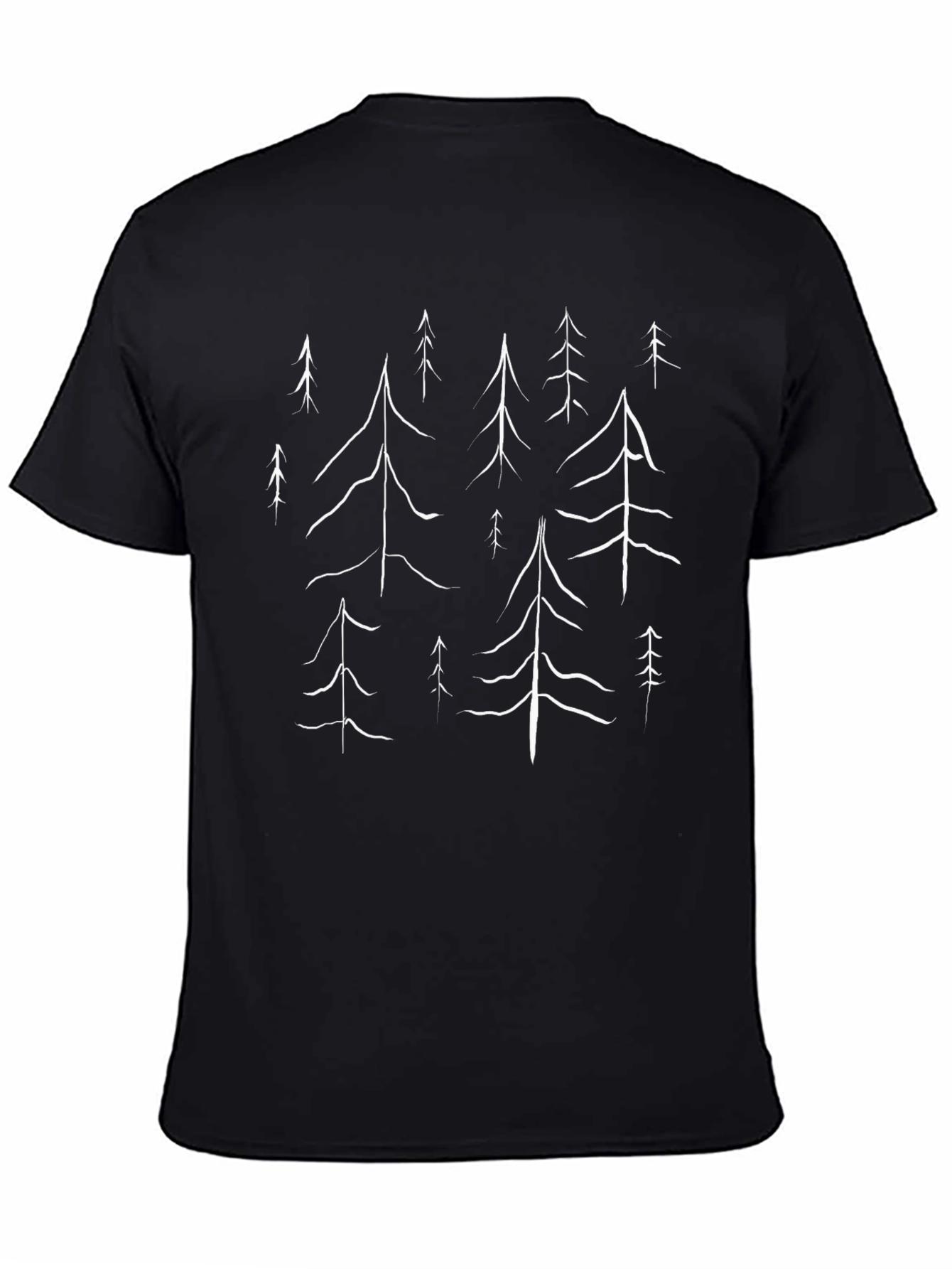 Minimalist Forest Print Black T-Shirt