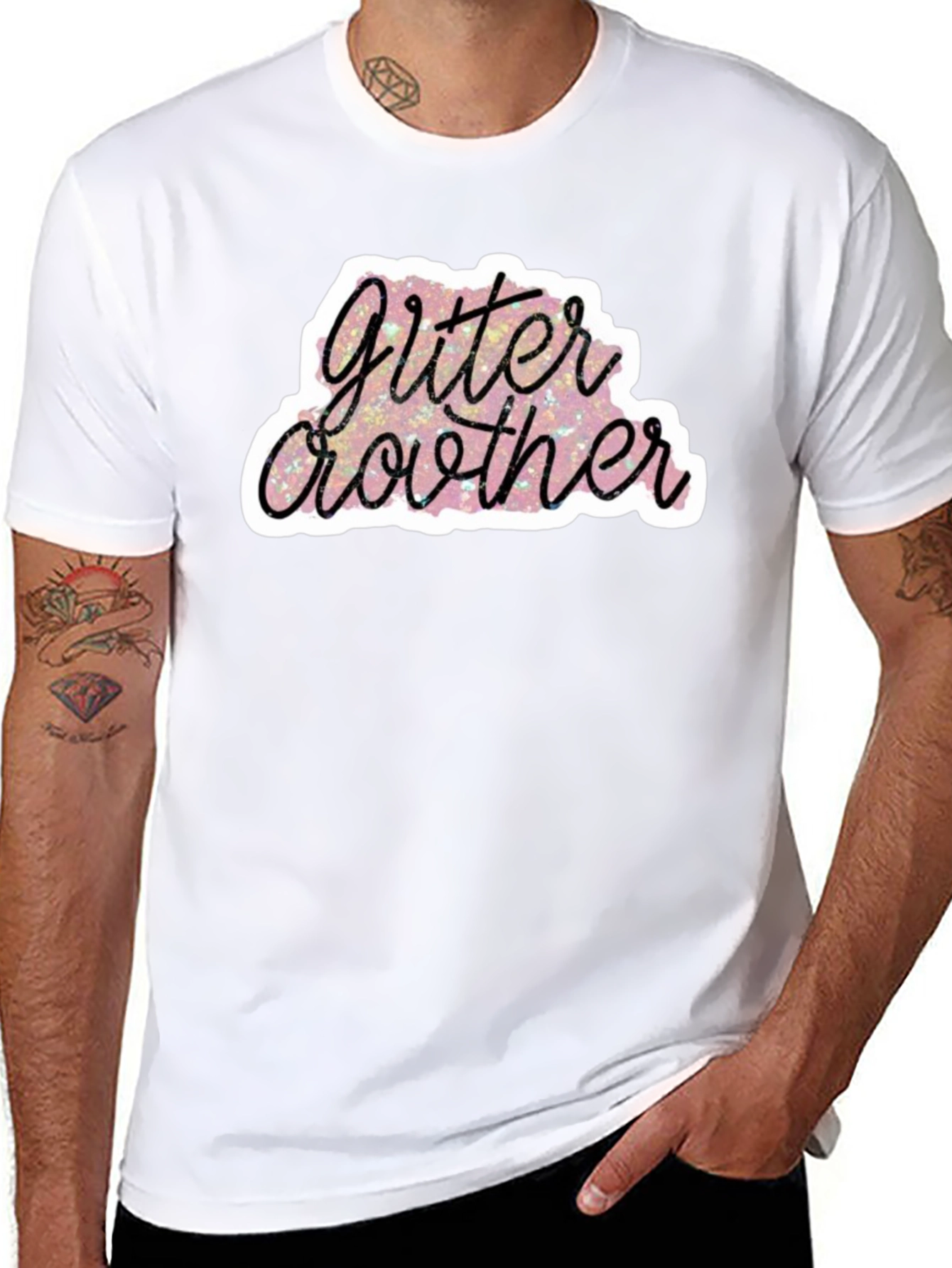 Glitter Brother Black T-Shirt - Sparkly Fun Design