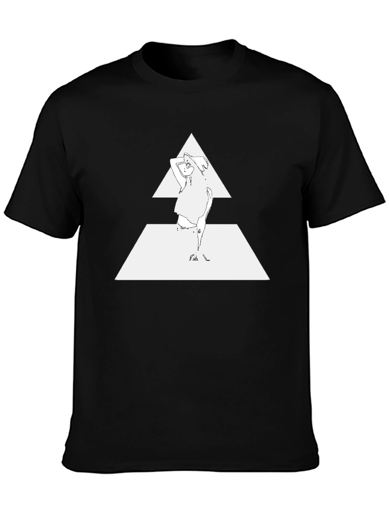 Abstract Triangle Graphic Tee - Modern Black T-Shirt