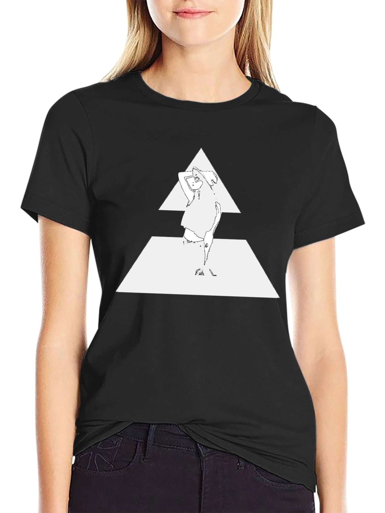 Abstract Triangle Graphic Tee - Modern Black T-Shirt
