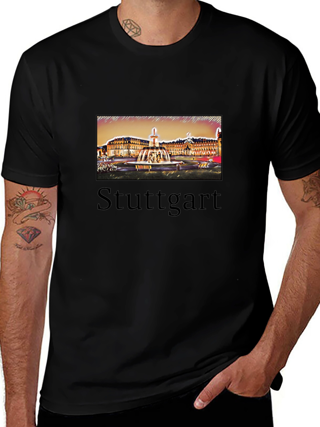 Stuttgart T-Shirt Black City Design