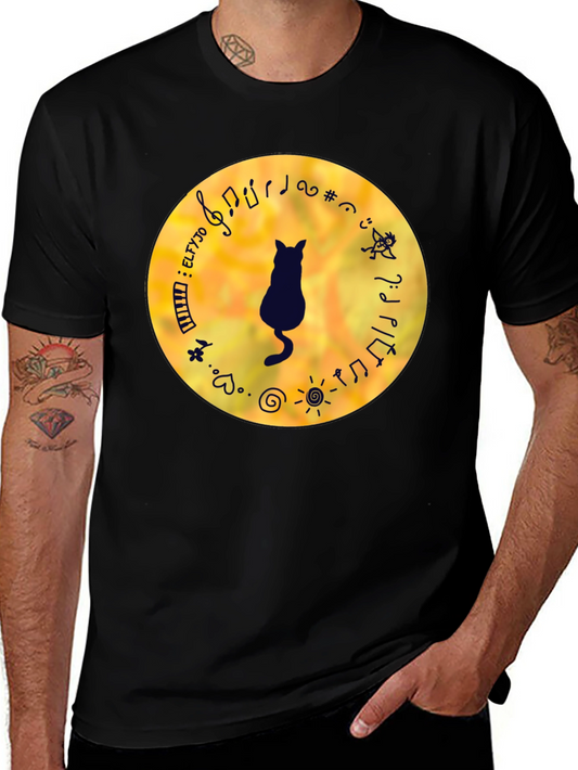 Cat Musician Black T-Shirt
