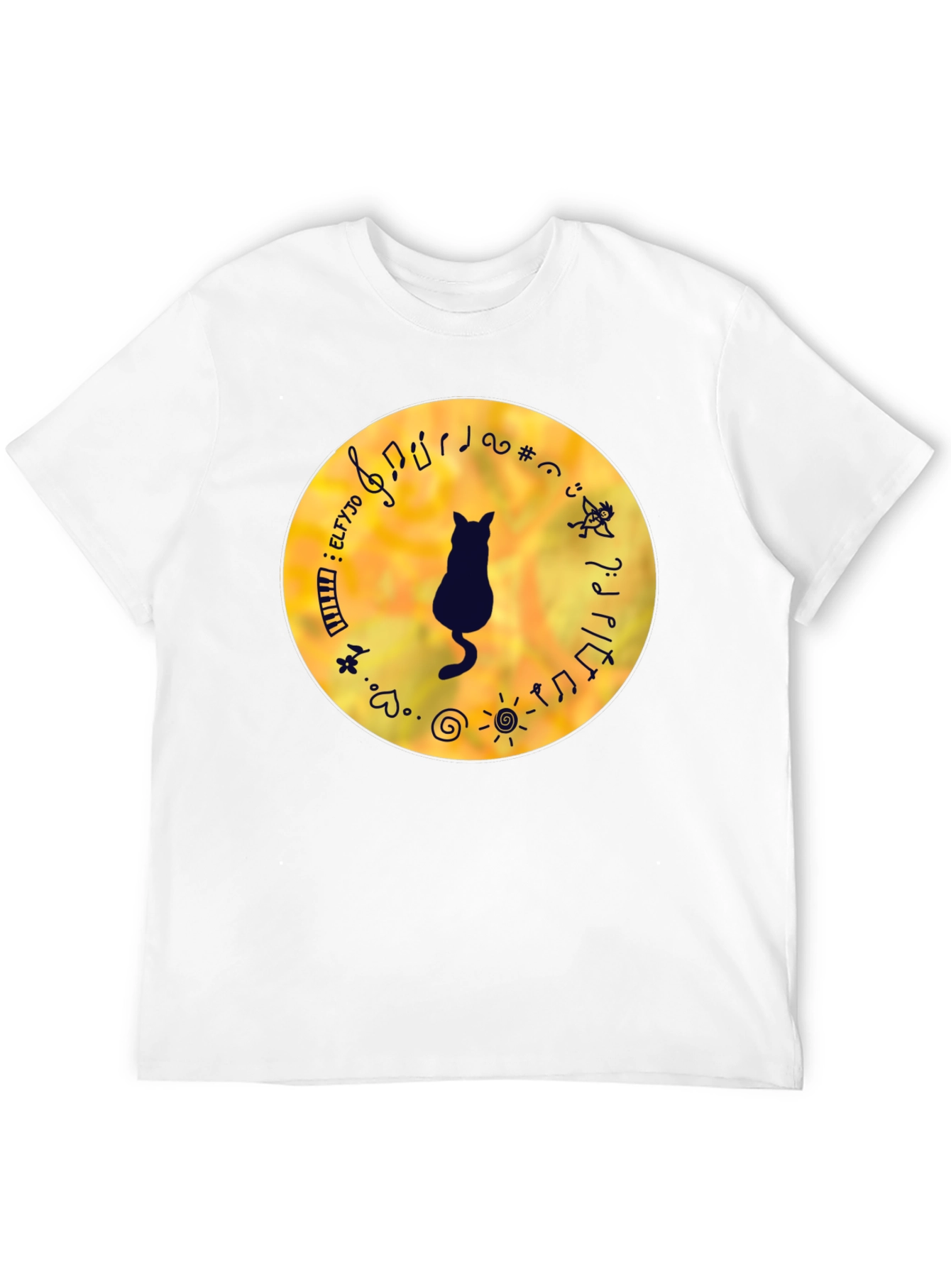Cat Musician Black T-Shirt