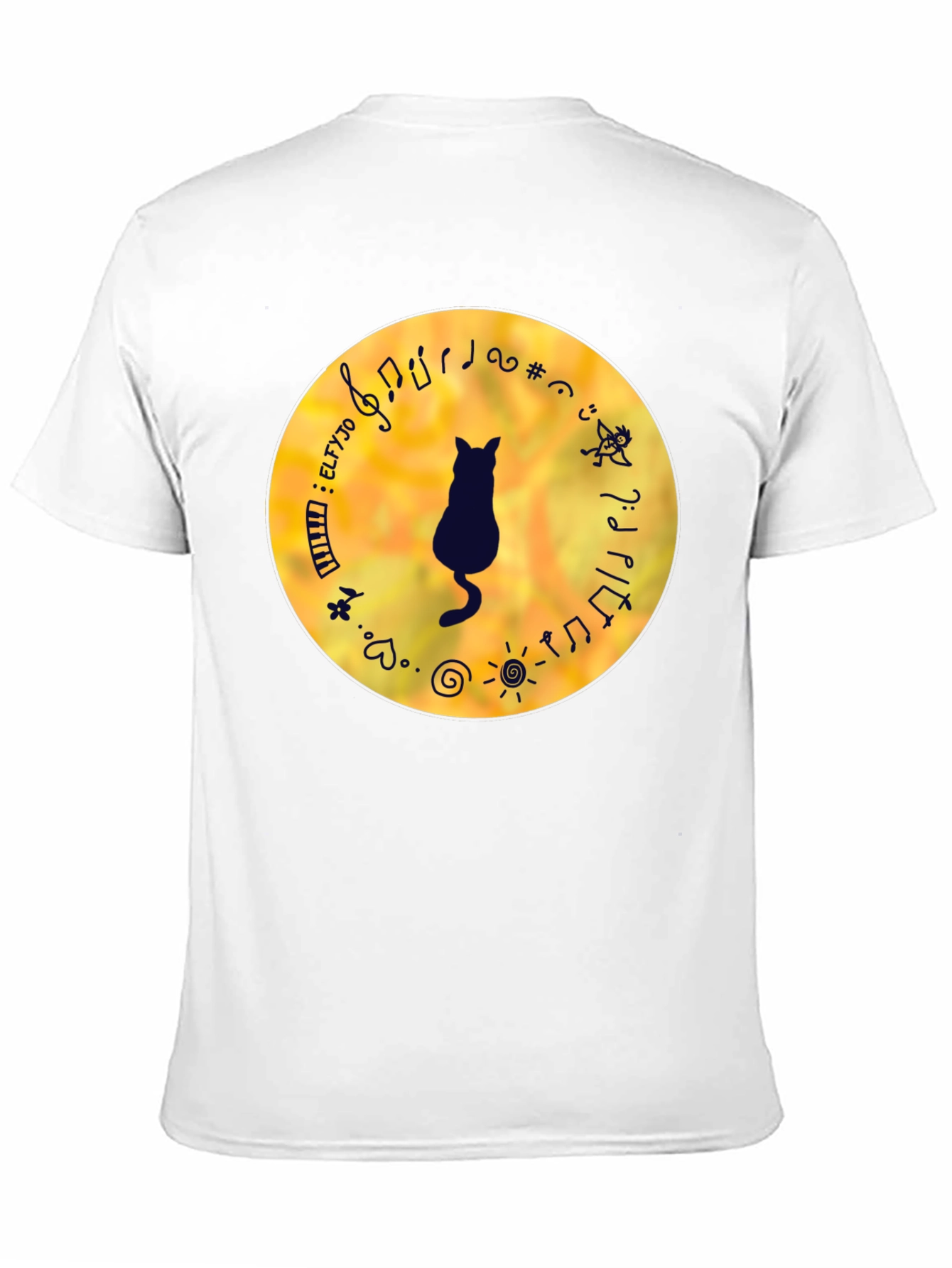 Cat Musician Black T-Shirt