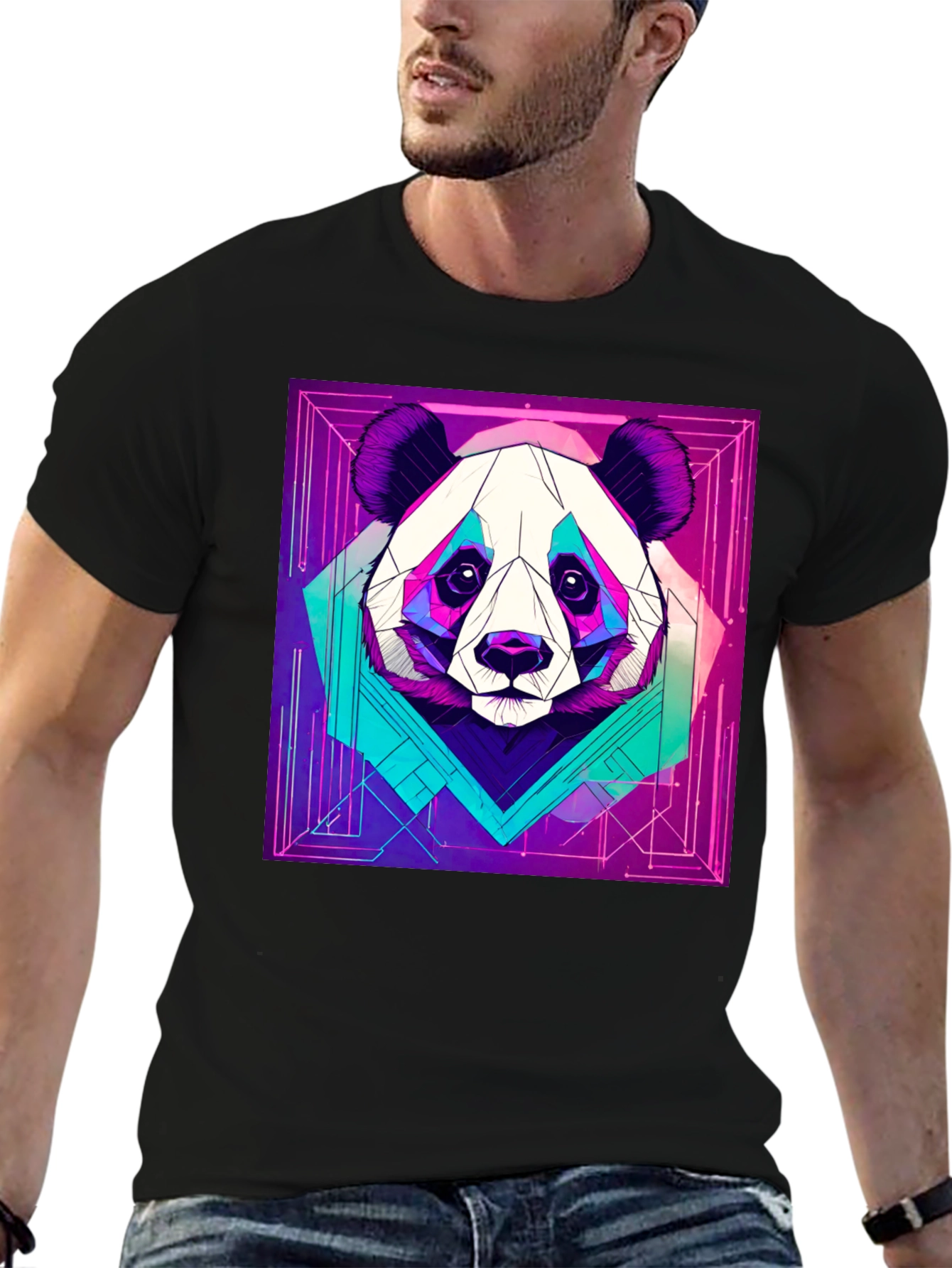 Cyberpunk Panda Graphic Tee - Cool Animal Design