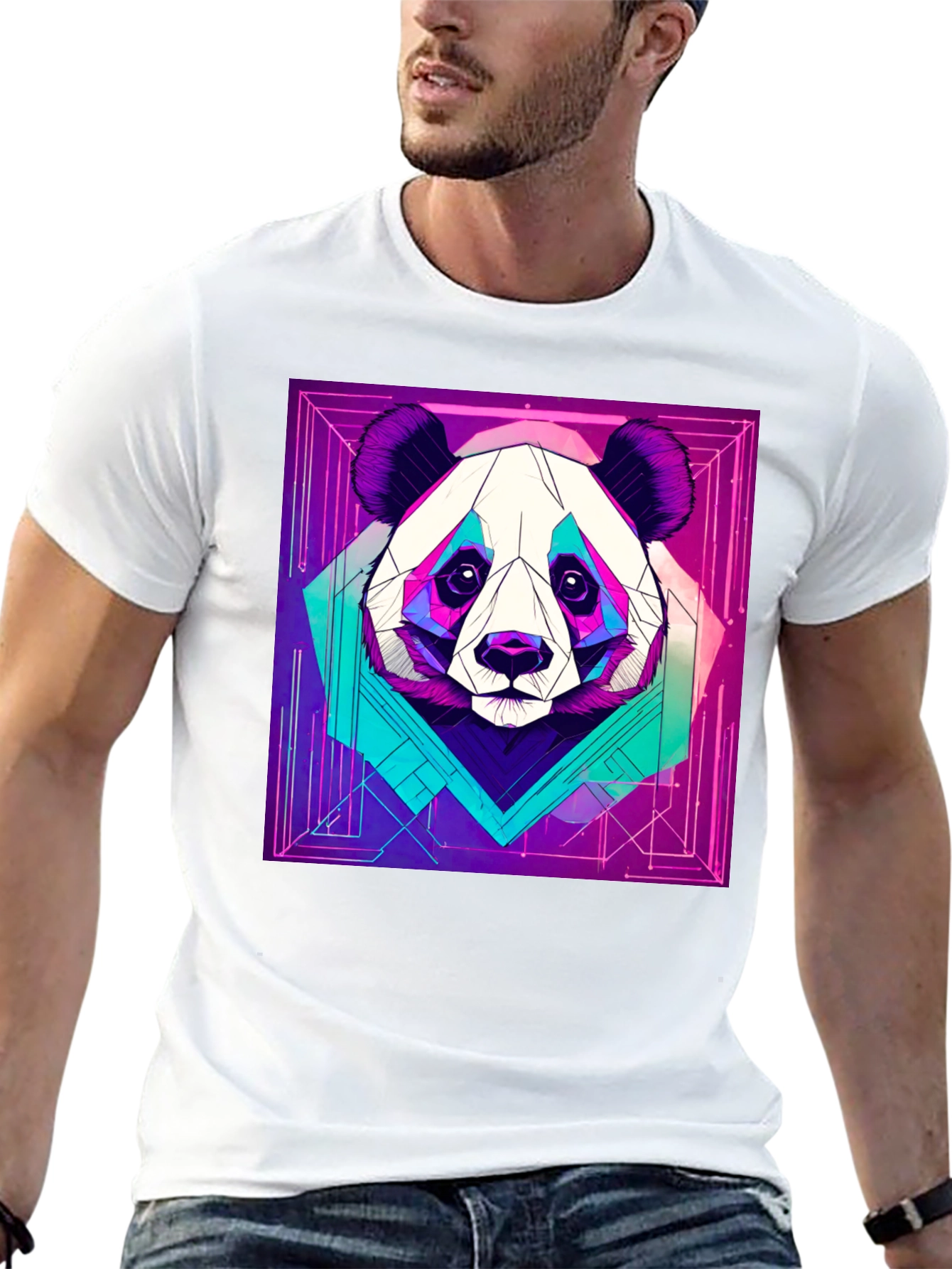 Cyberpunk Panda Graphic Tee - Cool Animal Design