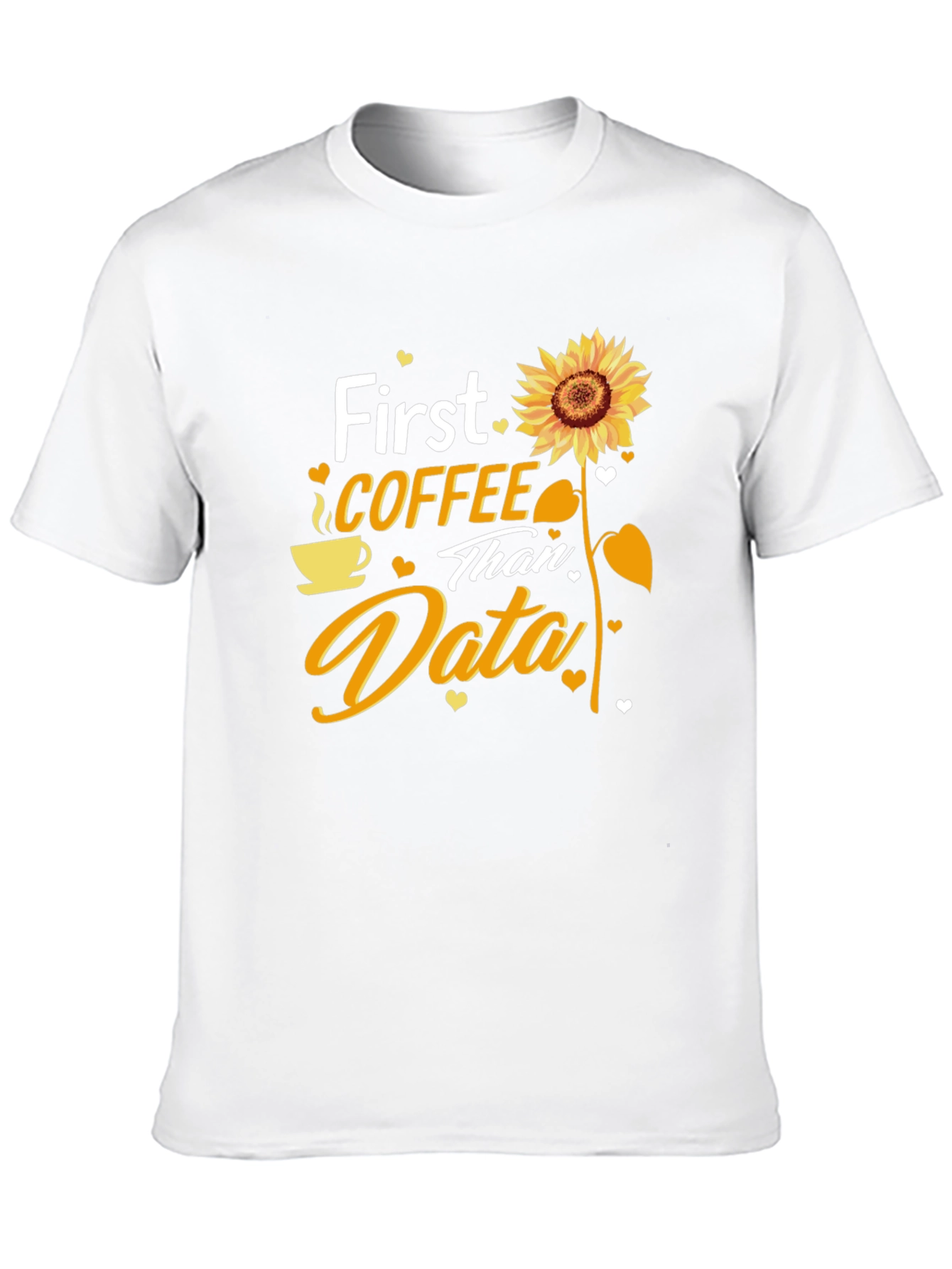 Coffee and Data T-Shirt - Sunflower Design