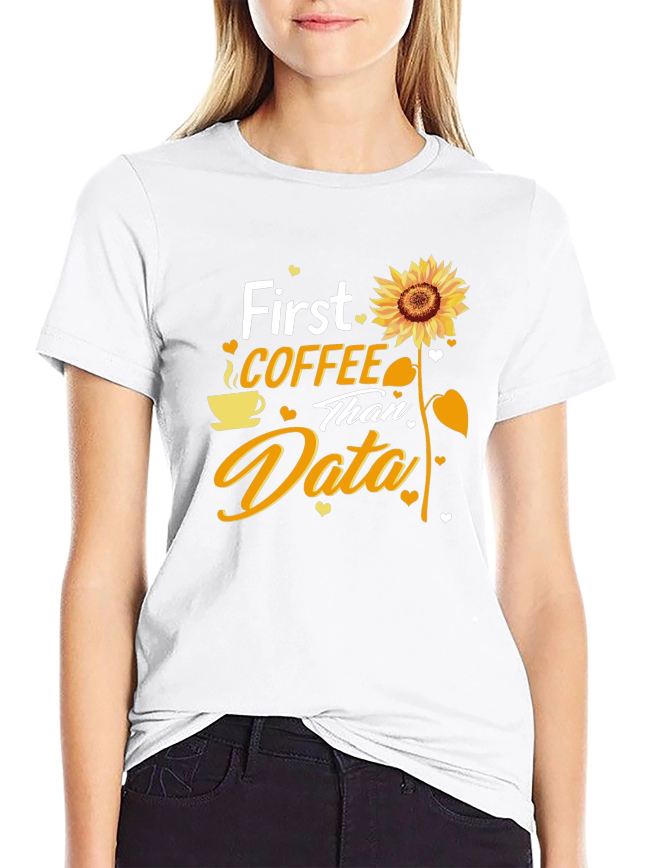 Coffee and Data T-Shirt - Sunflower Design
