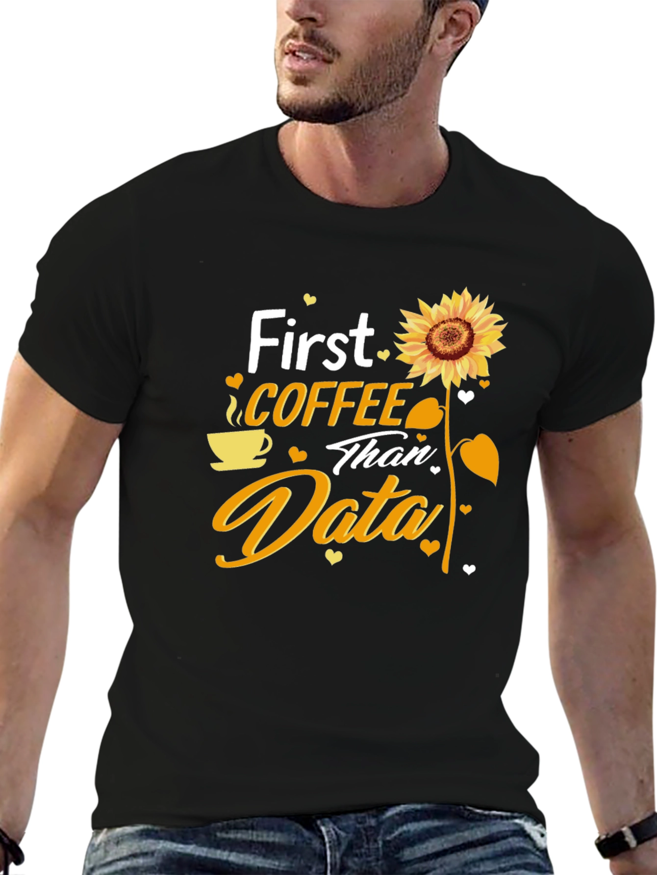 Coffee and Data T-Shirt - Sunflower Design