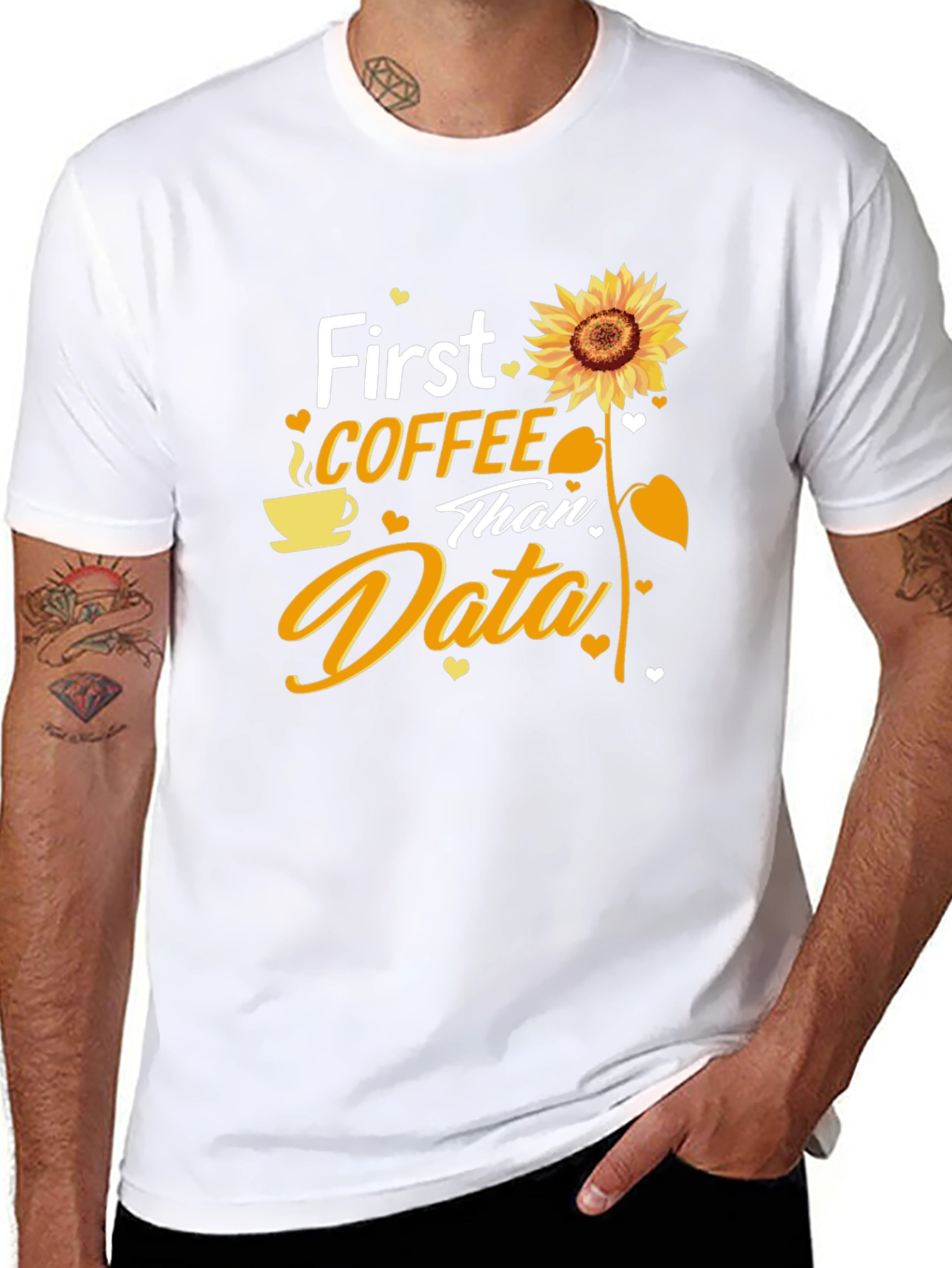 Coffee and Data T-Shirt - Sunflower Design