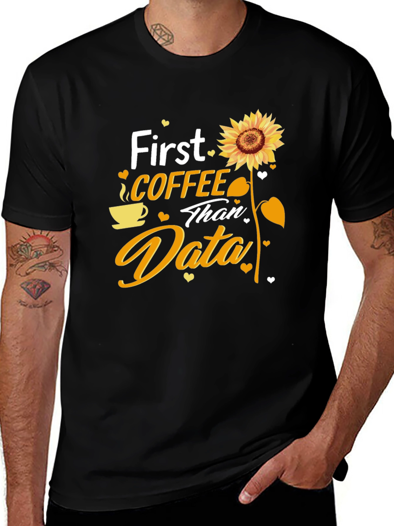 Coffee and Data T-Shirt - Sunflower Design